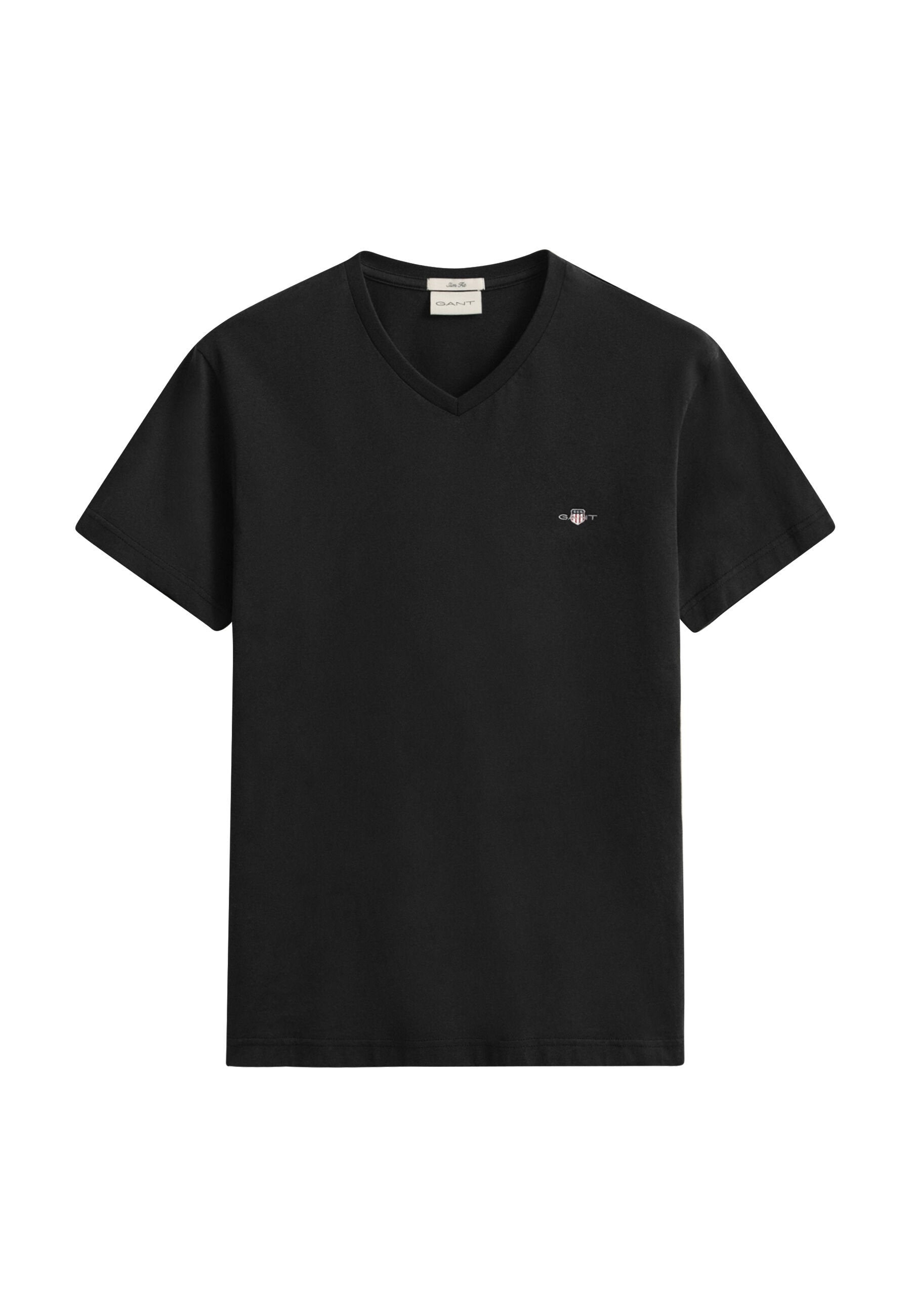 SHIELD V NECK - Basic T-shirt - black