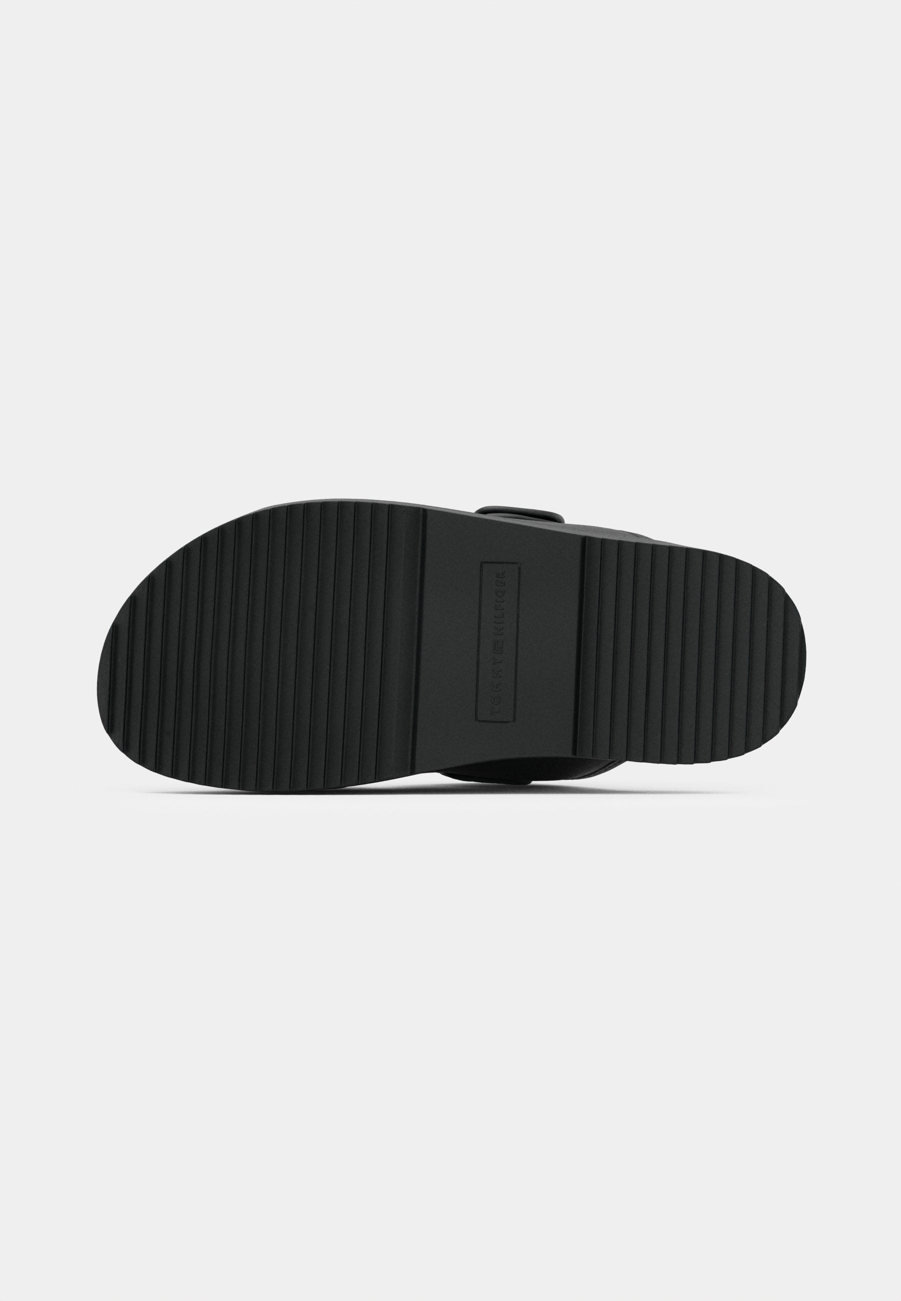 LEATHER TH MONOGRAM DOUBLE STRAP SANDALS - Mules - black