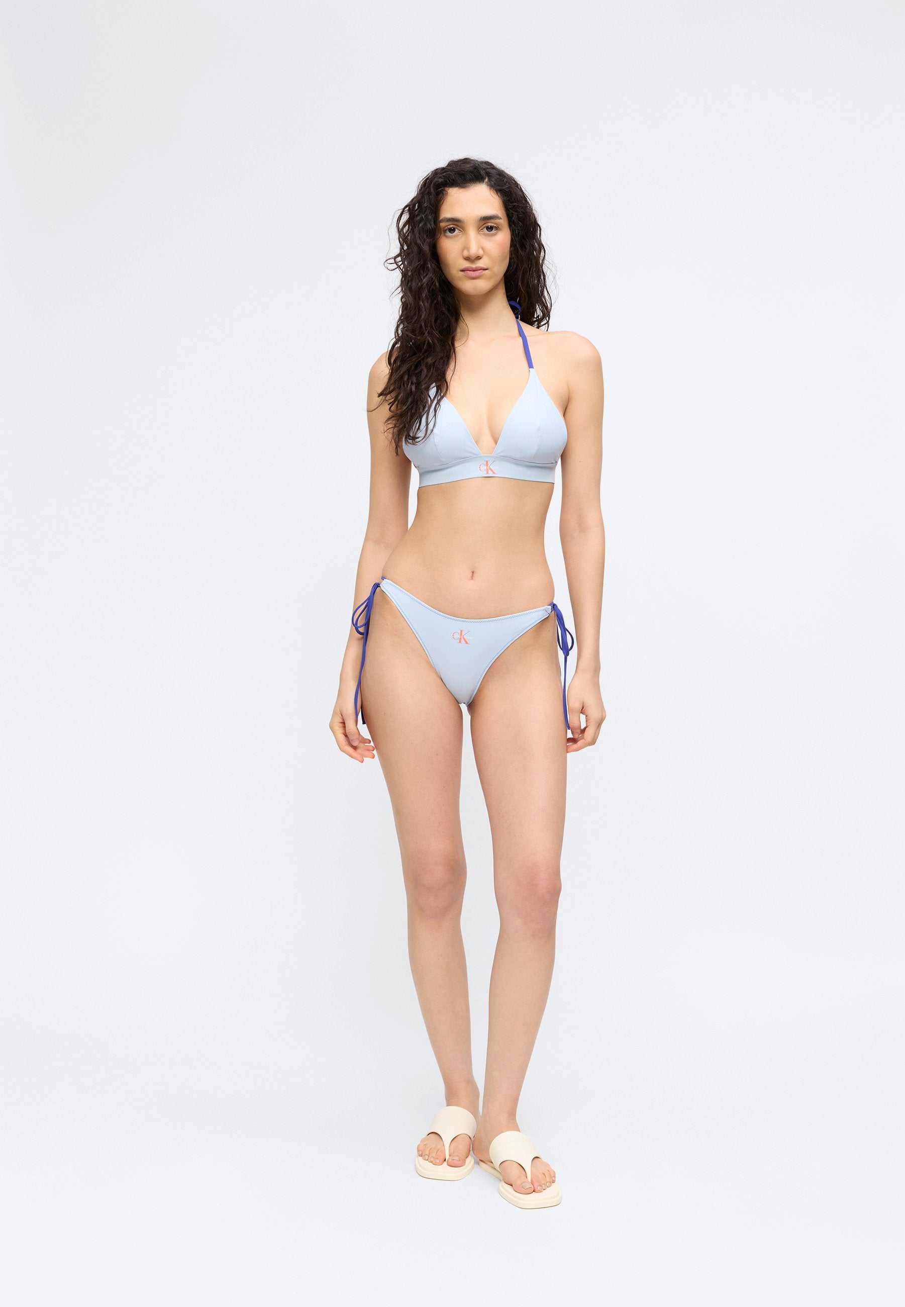 SIDE TIE BOTTOM GRAPHIC MONOGRAM - Bikini bottoms - breezy blue