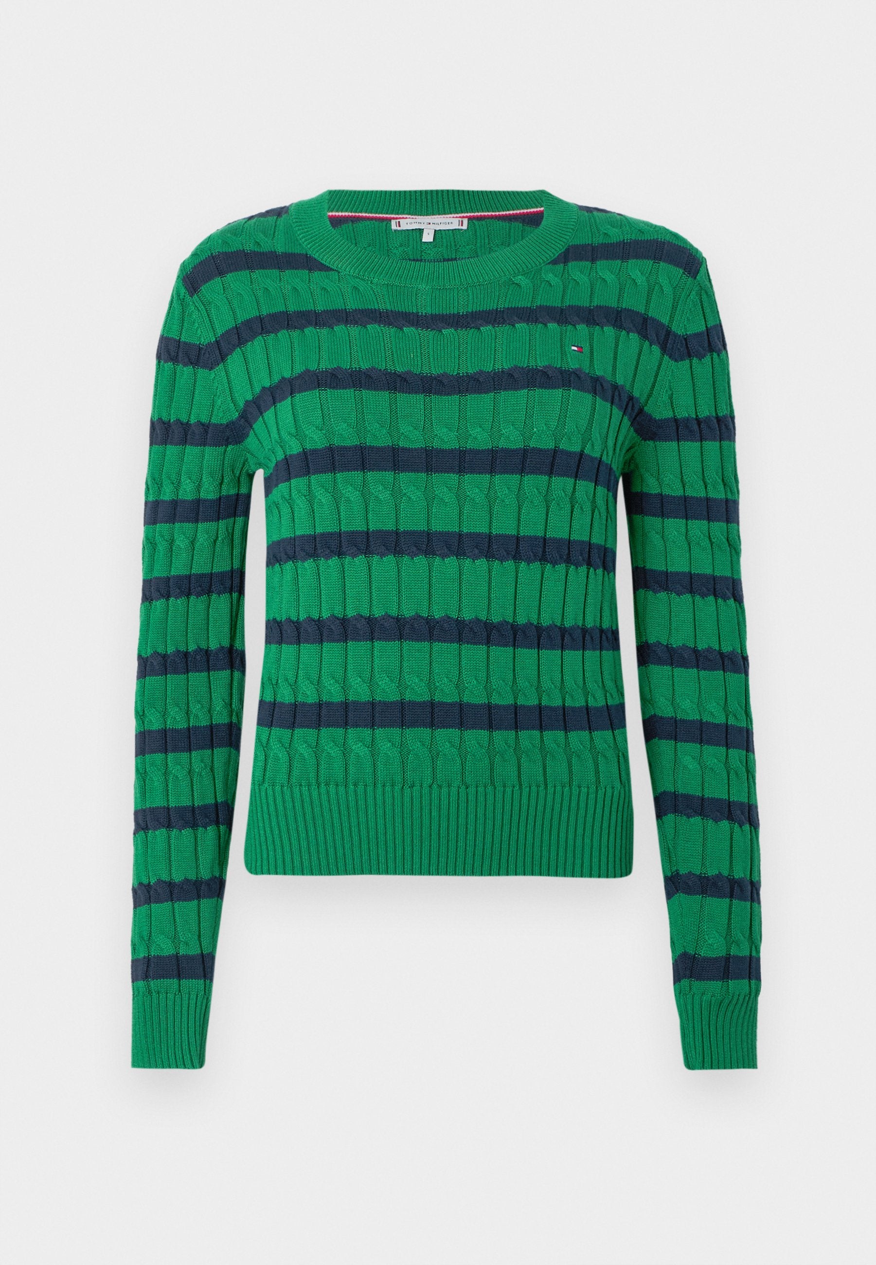 CABLE KNIT CREW NECK JUMPER - Jumper - nouveau green/navy breton