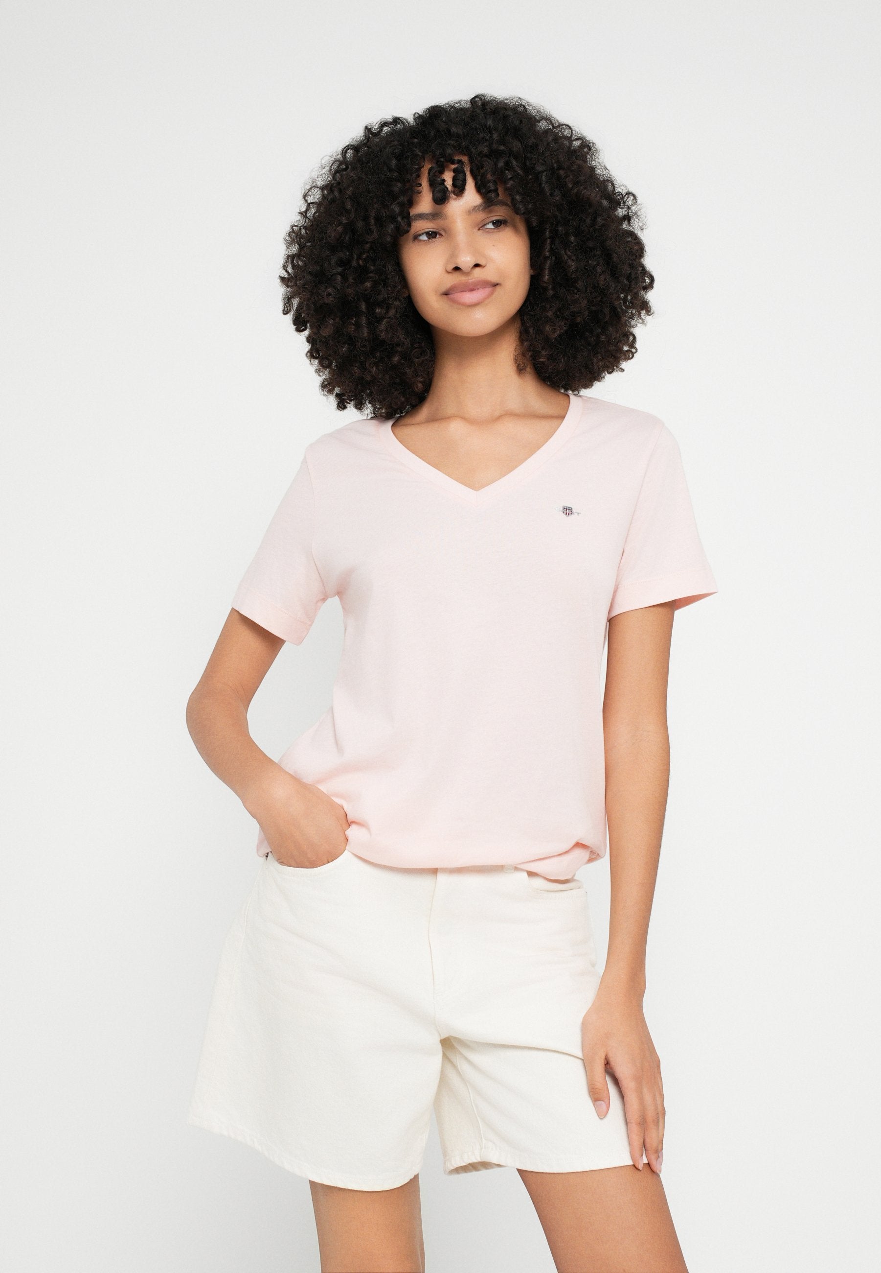 SHIELD V NECK - Basic T-shirt - peony pink