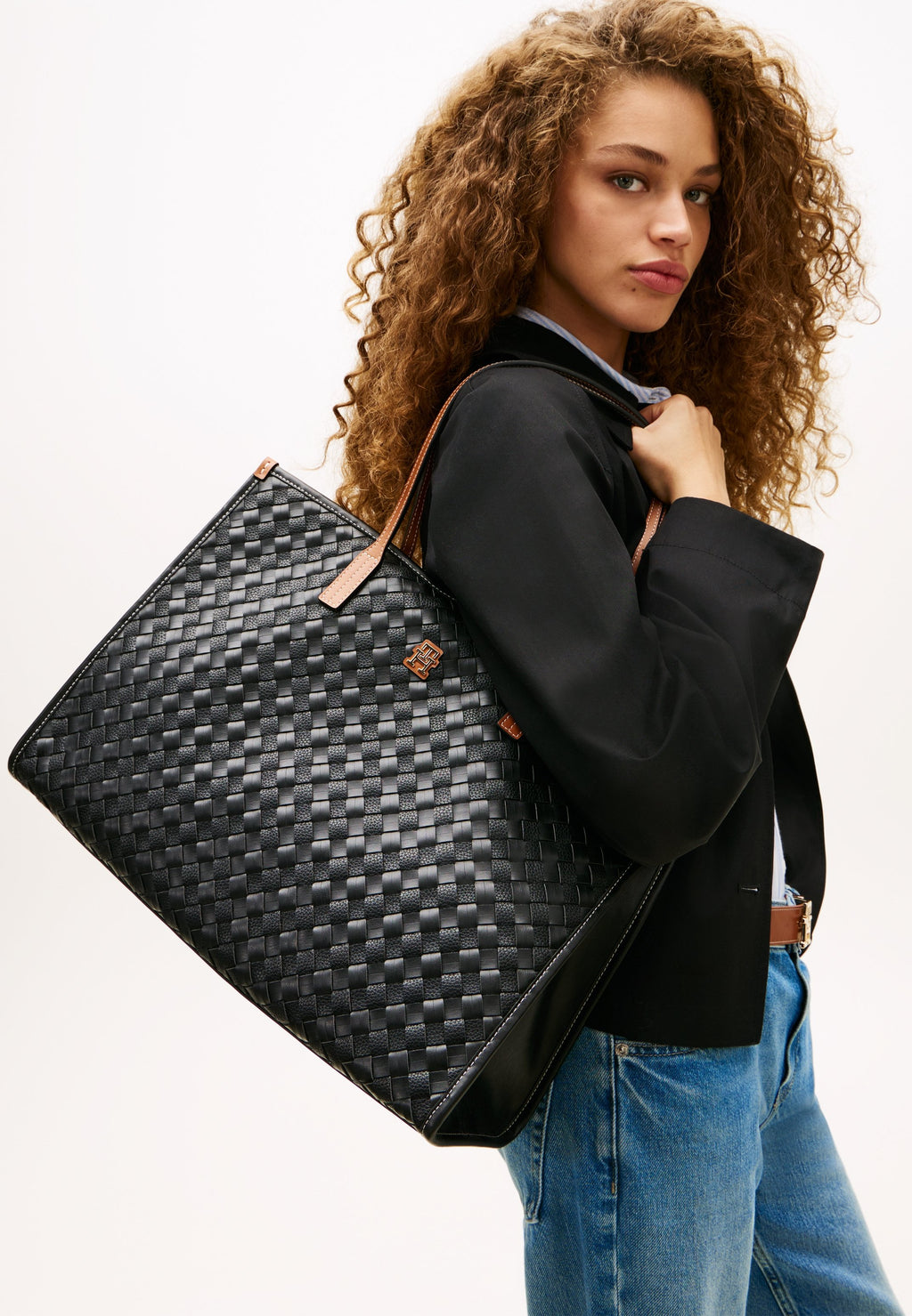 CITY TH MONOGRAM WOVEN TOTE BAG - Tote bag - black mix