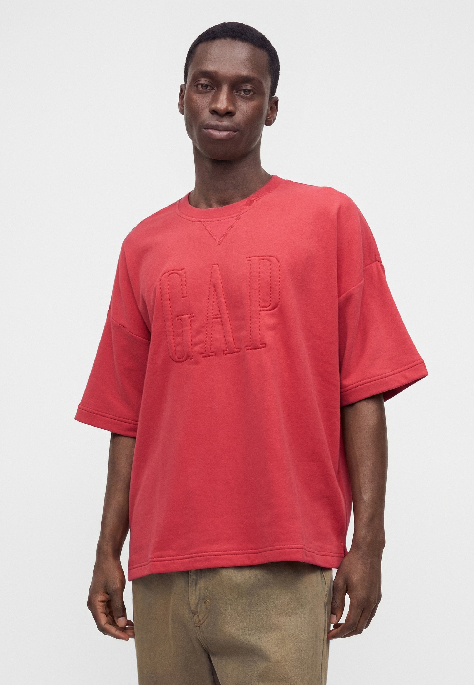 LOGO CROP CREW - Print T-shirt - faded red