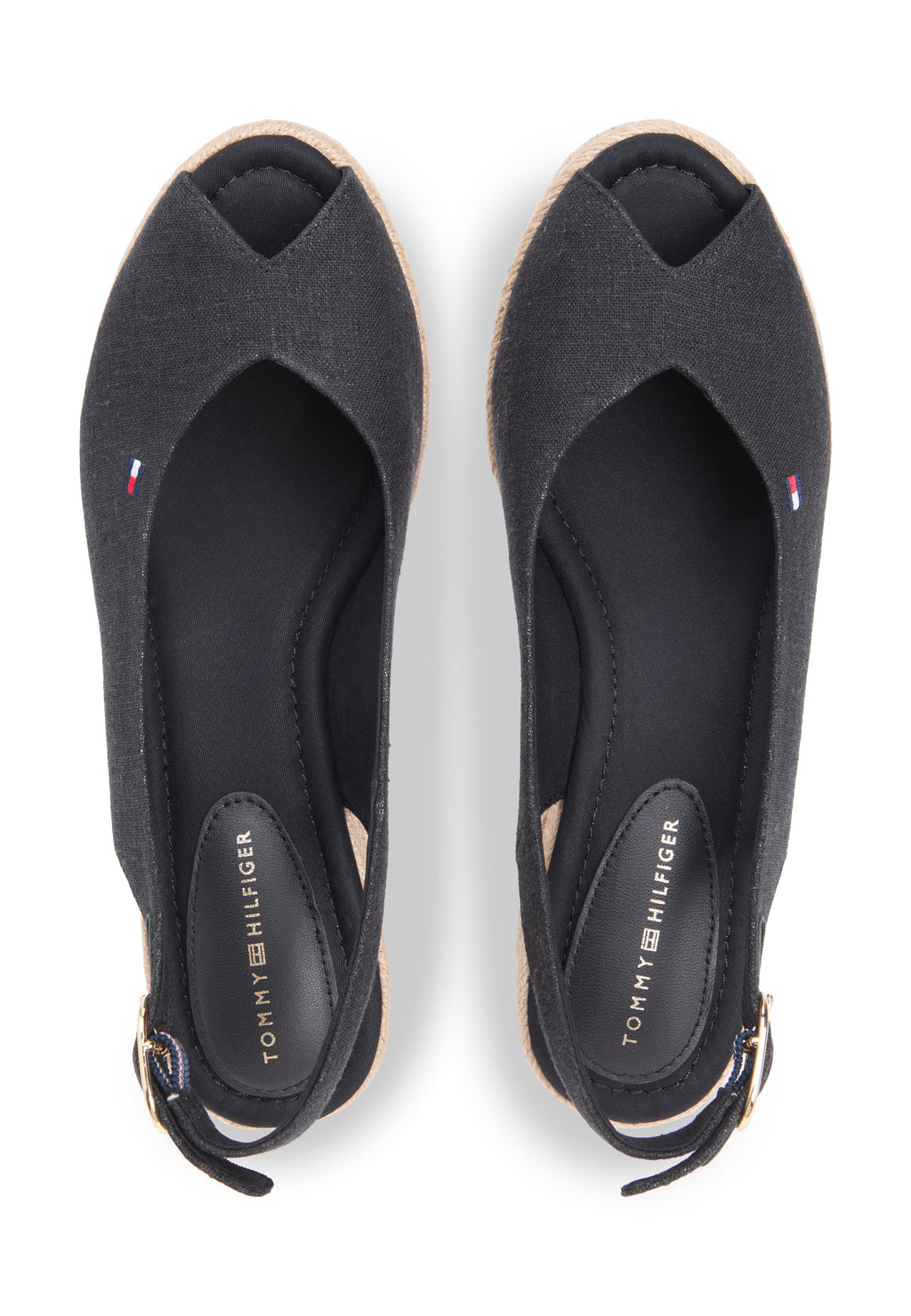 HEMP SLINGBACK WEDGE ESPADRILLES - Peep toes - black