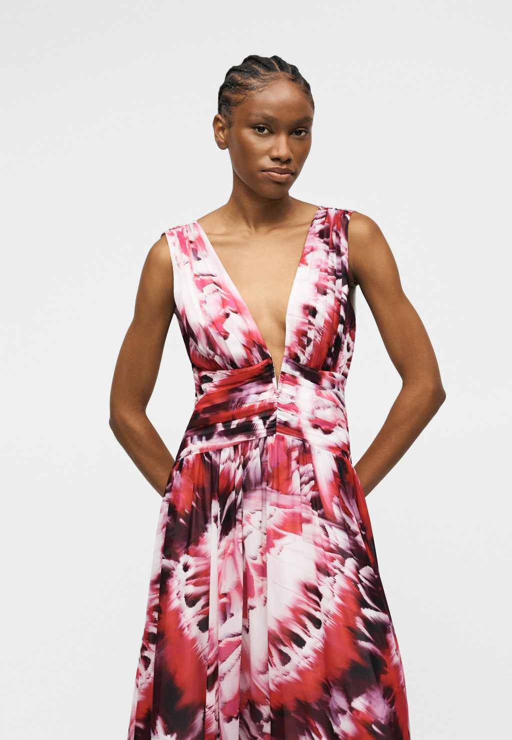 ADELA V NECK LONG DRESS - Occasion wear - pink