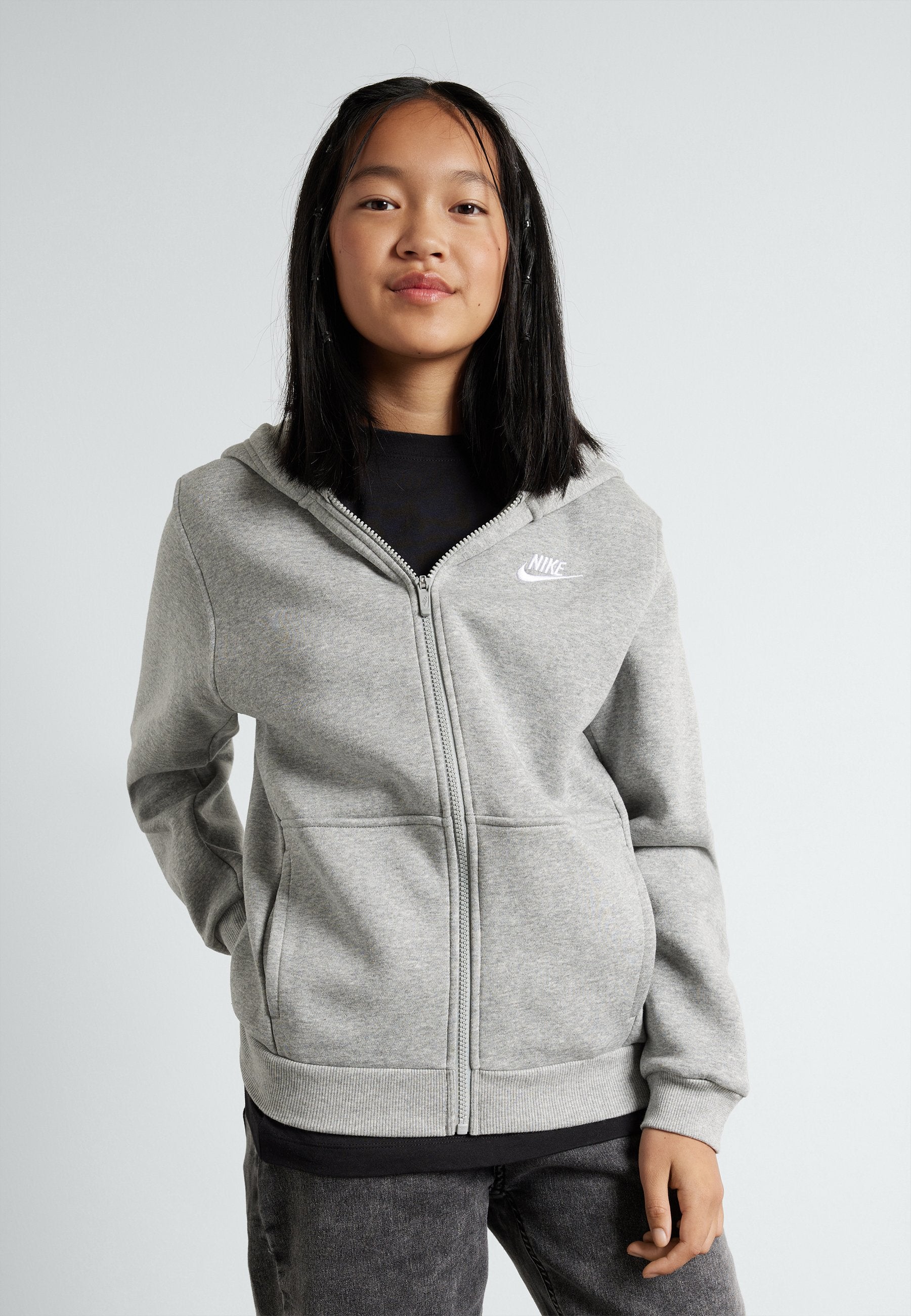 CLUB UNISEX - Fermuarlı sweatshirt - koyu gri melanj/baz gri/beyaz