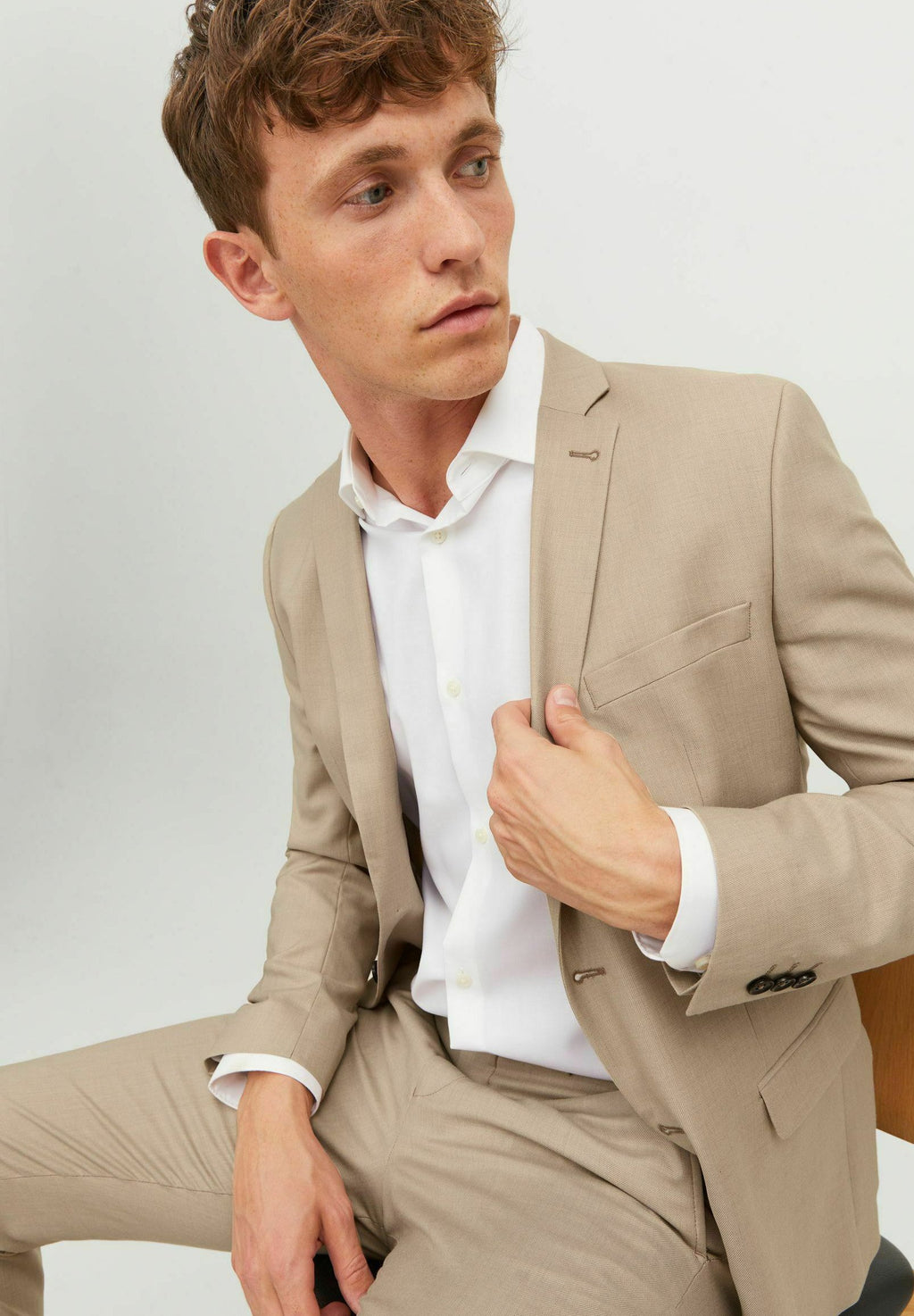 JPRSOLARIS BLAZER NOOS - Suit jacket - Beige