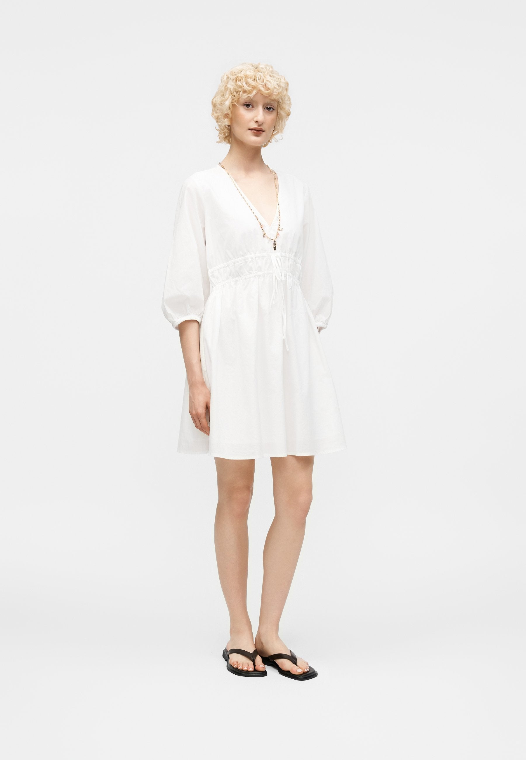 TIE NECK WAIST DRESS - Day dress - fresh white