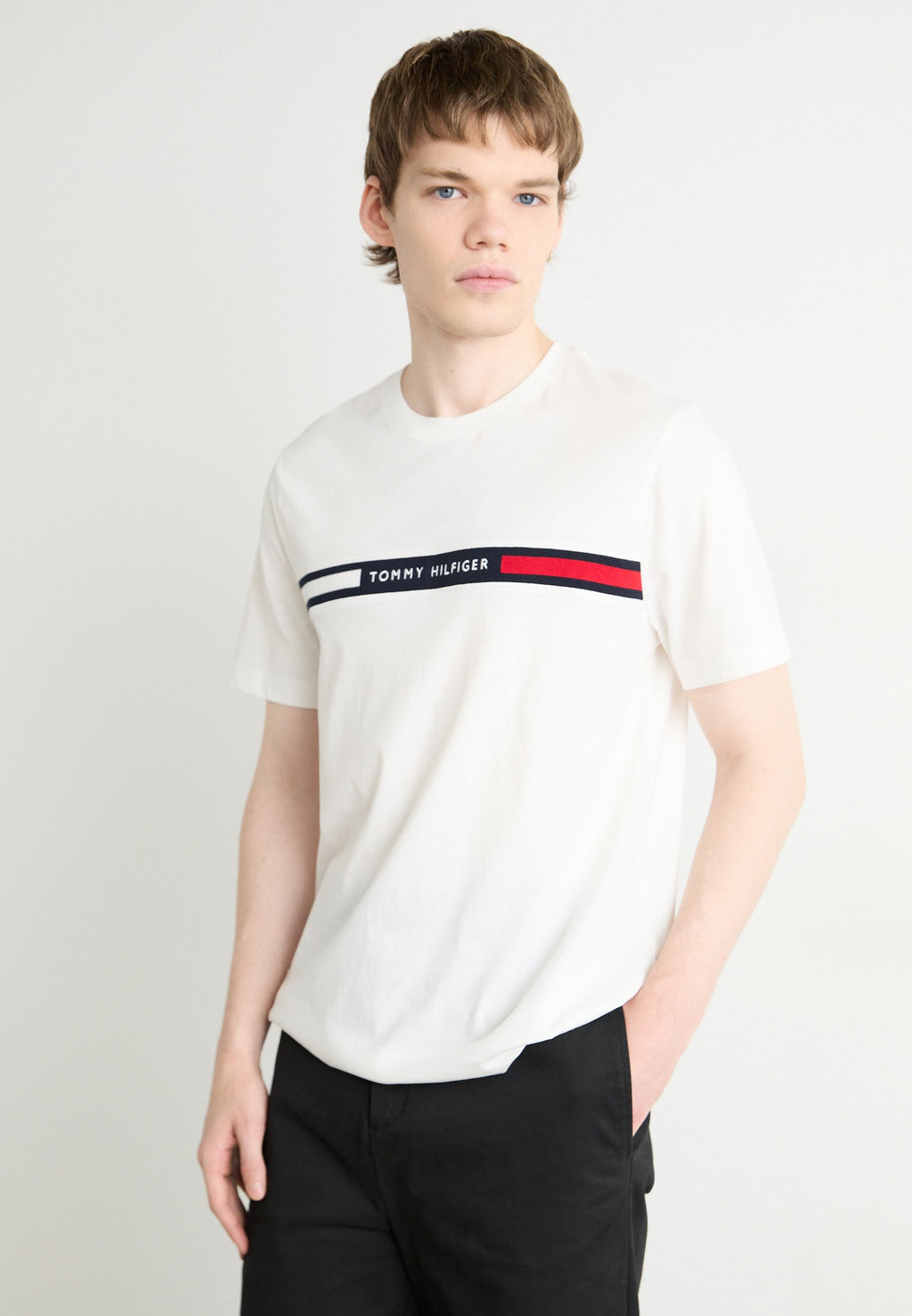 HILFIGER CHEST INSERT TEE - Print T-shirt - white
