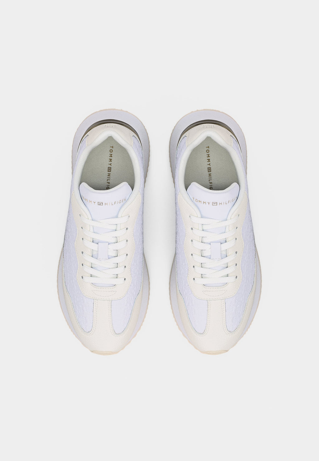 TH MONOGRAM LEATHER MIXED TEXTURE TRAINERS - Trainers - white/ecru