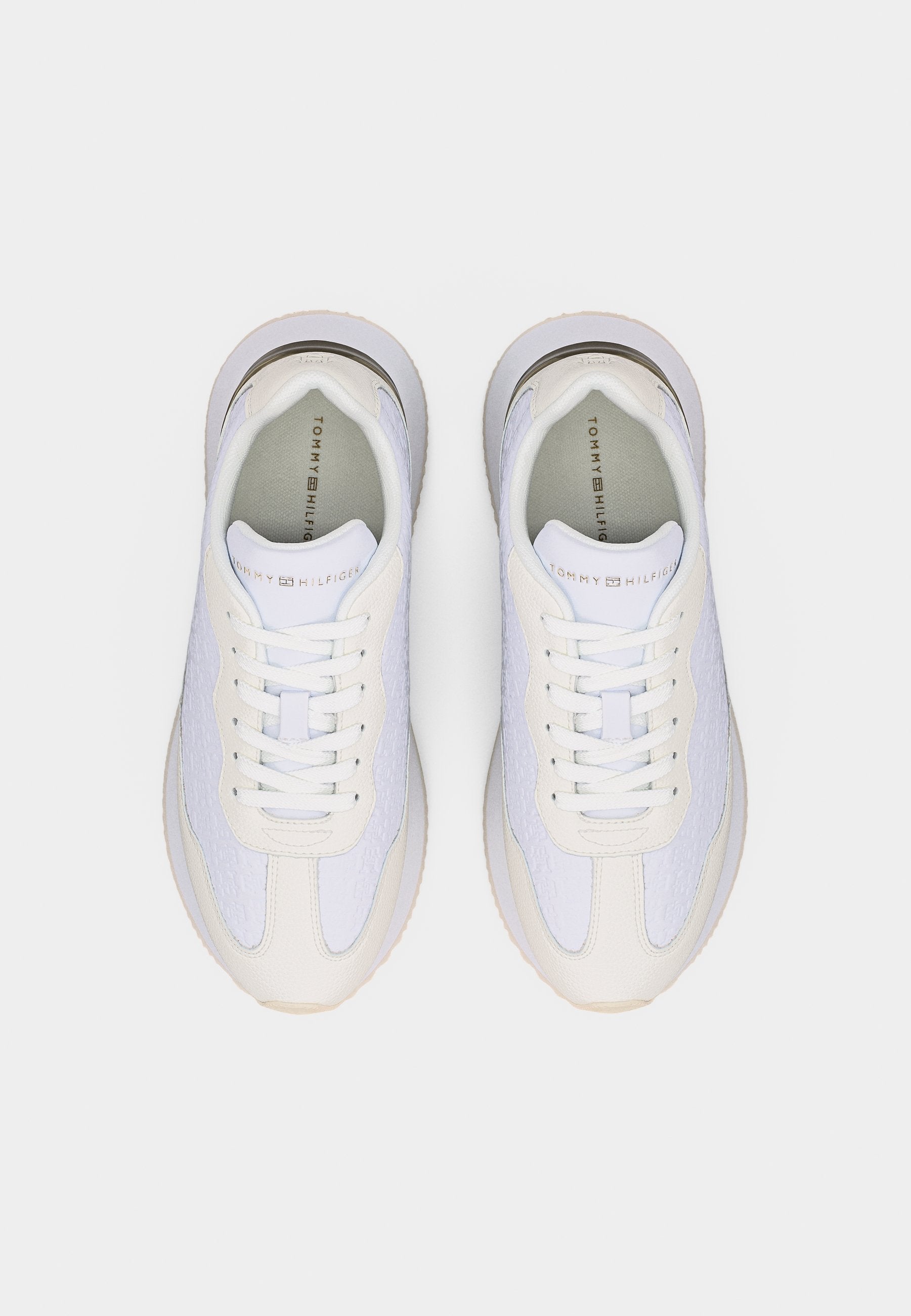 TH MONOGRAM LEATHER MIXED TEXTURE TRAINERS - Trainers - white/ecru