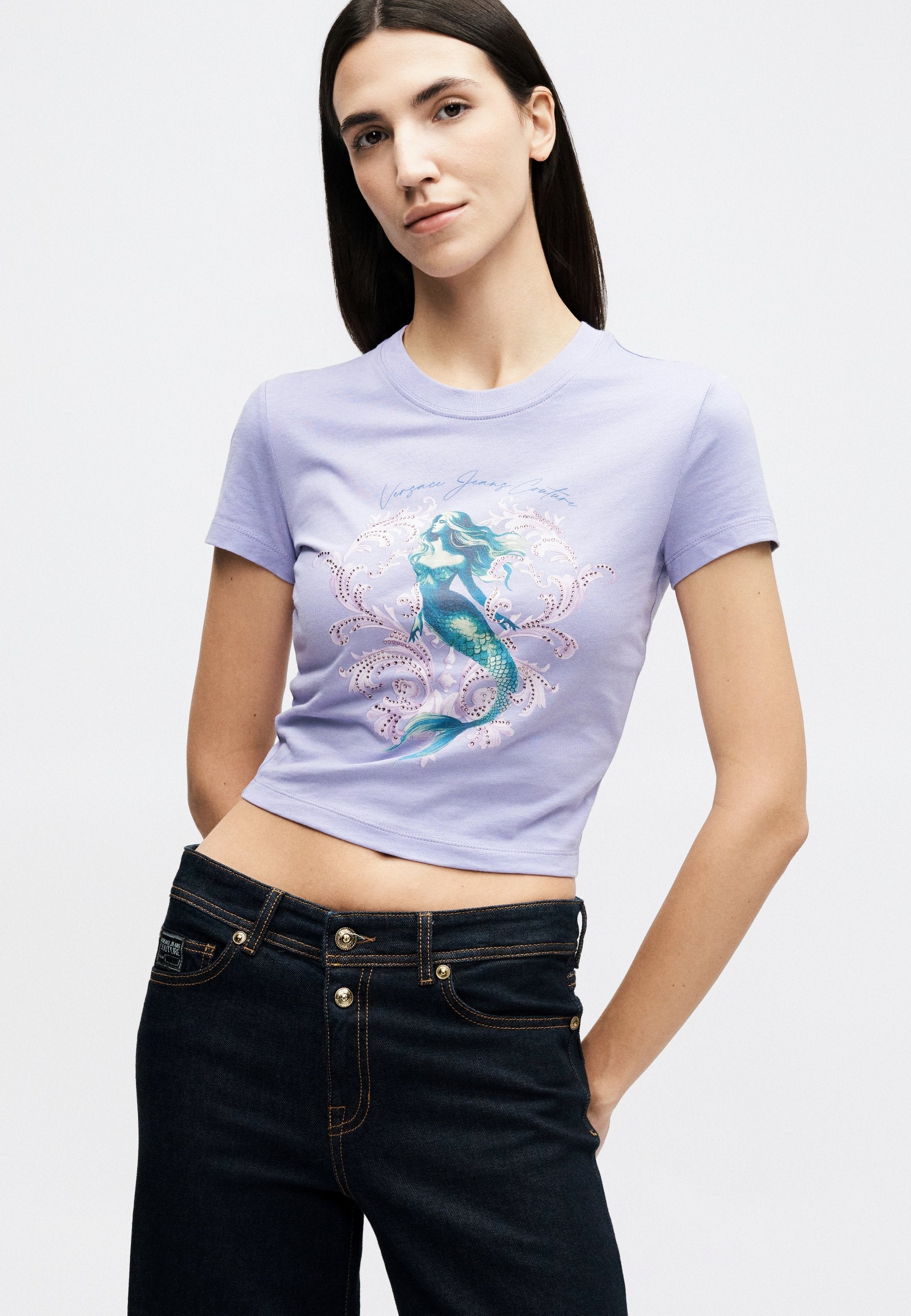 CROP MERMAID - Print T-shirt - lilac