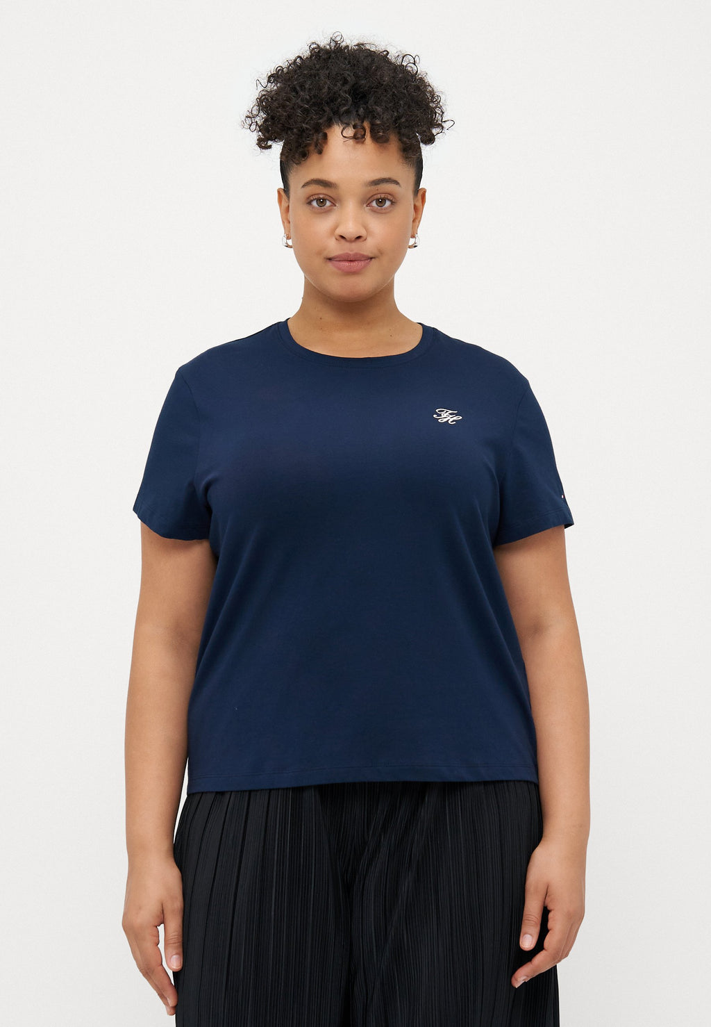 CURVE LOGO EMBROIDERY JERSEY CREW NECK T-SHIRT - Print T-shirt - dark night navy