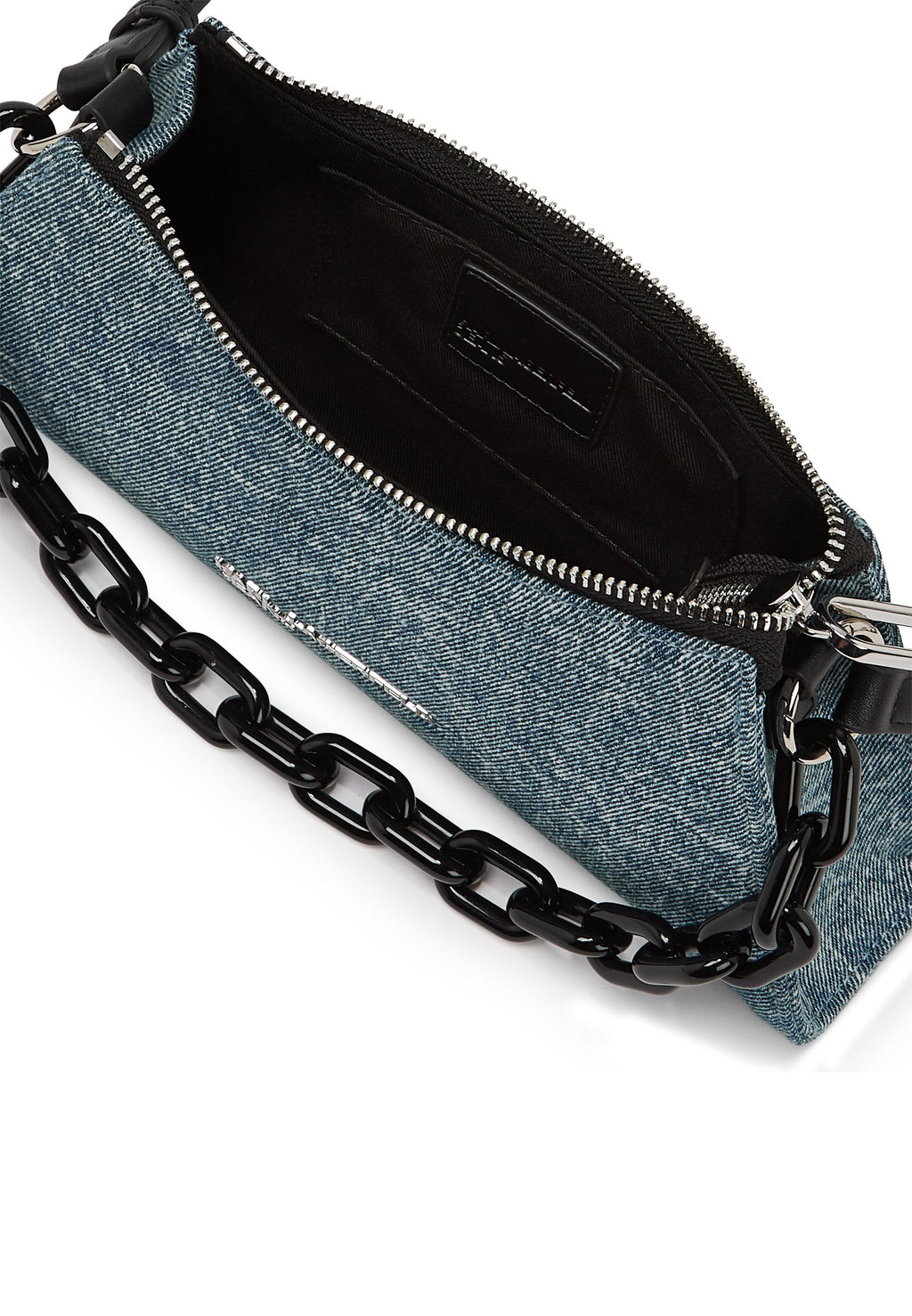 KLJ DENIM CHAIN SM SHOULDERBAG - Cross body bag - washed medium blue