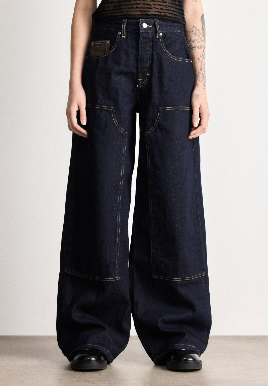 KNEE PANEL MID RISE LOOSE JEANS - Loose Jeans - denim dark