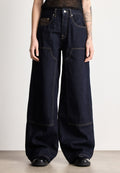 KNEE PANEL MID RISE LOOSE JEANS - Loose Jeans - denim dark
