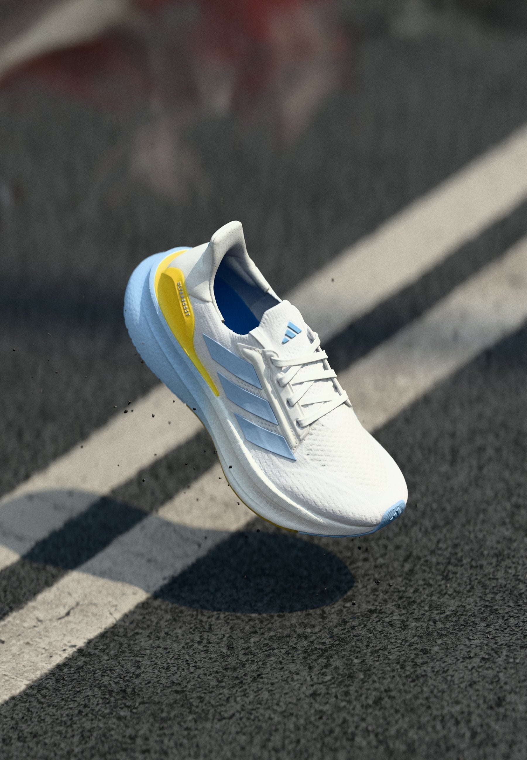 ULTRABOOST 5X - Road running shoes - footwear white/glow blue/yellow