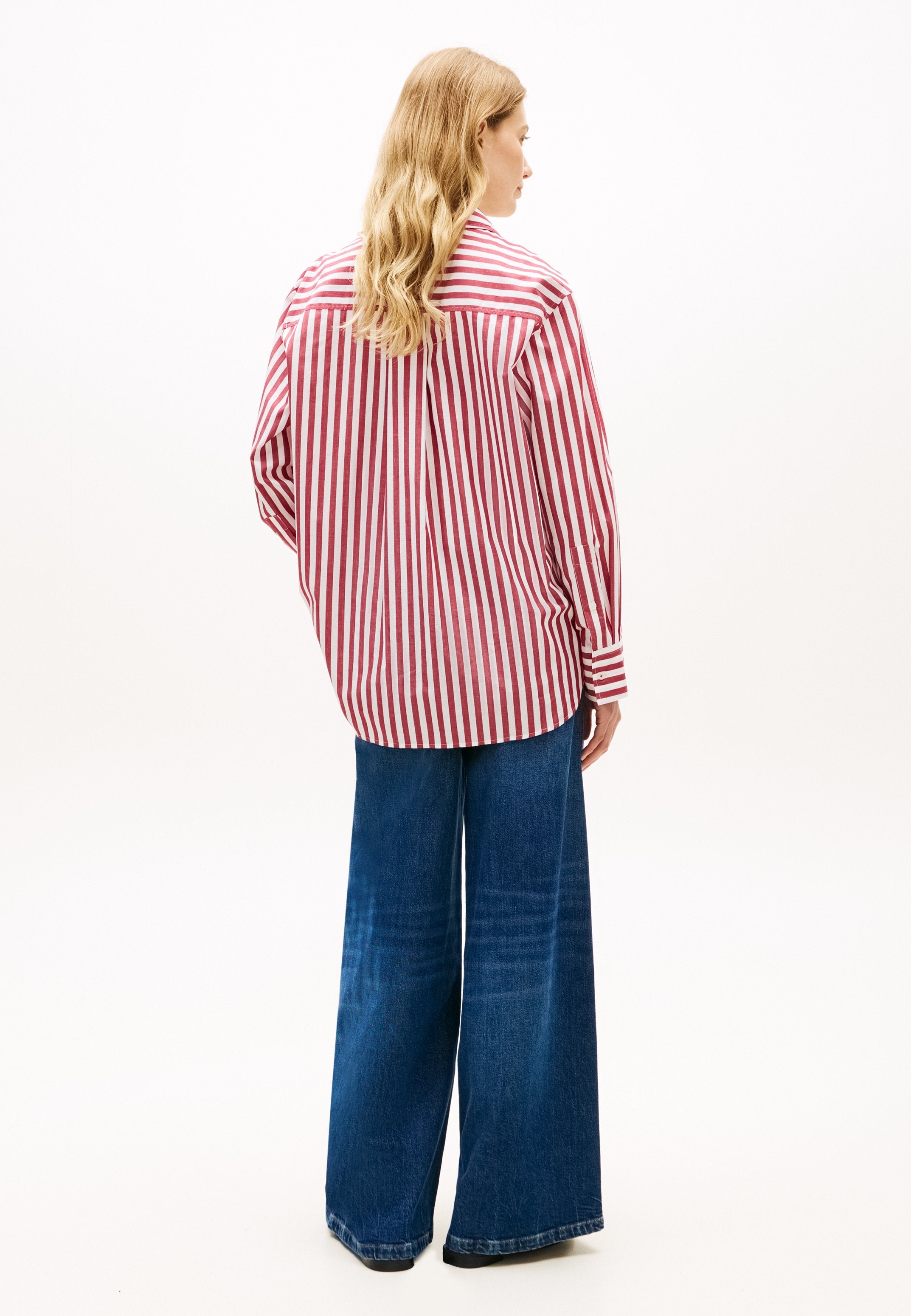 CLASSIC OVERSIZED FIT POPLIN SHIRT - Button-down blouse - ecru/liberty red