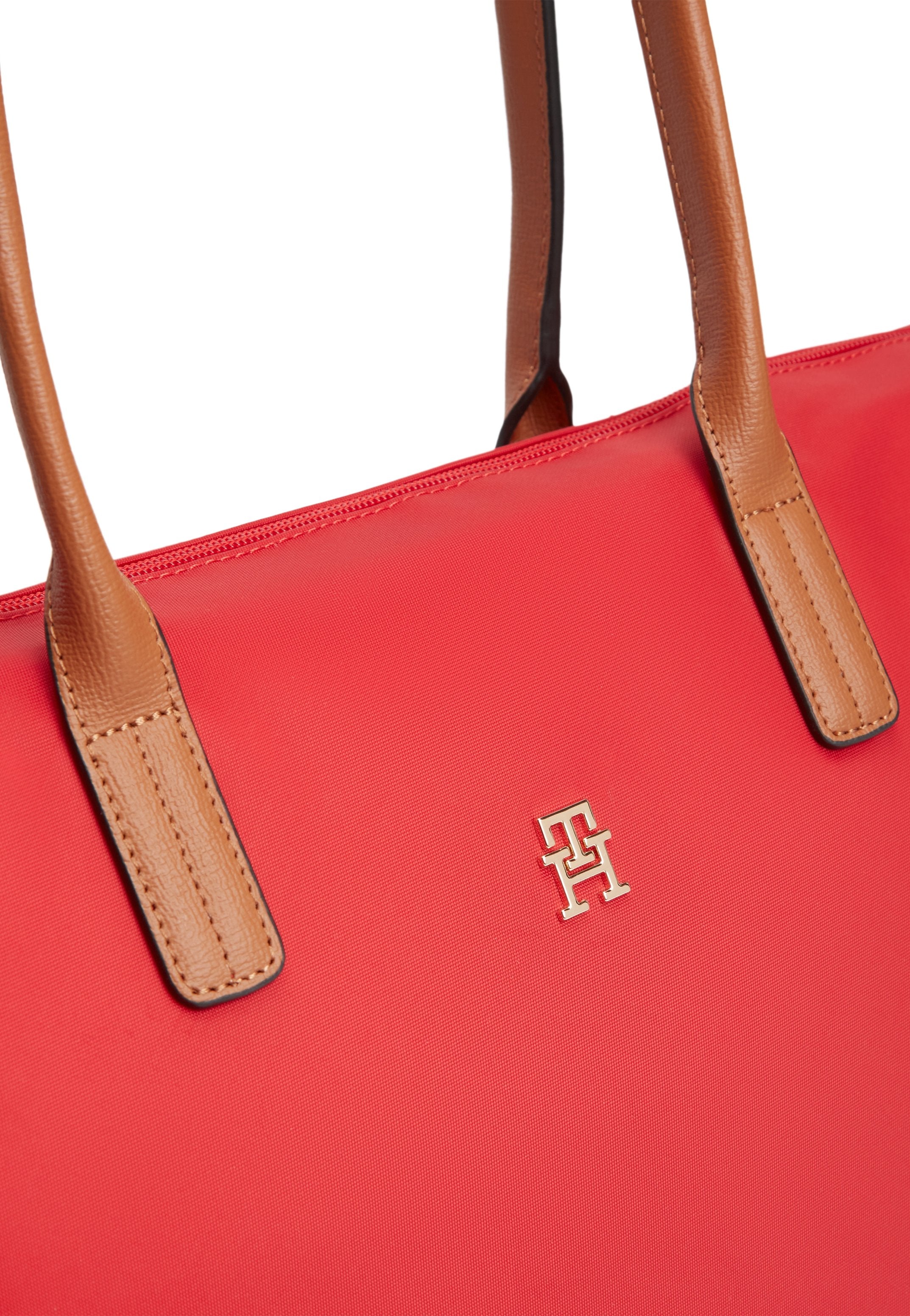 TH MONOGRAM CONTRAST HANDLE TOTE BAG - Tote bag - primary red
