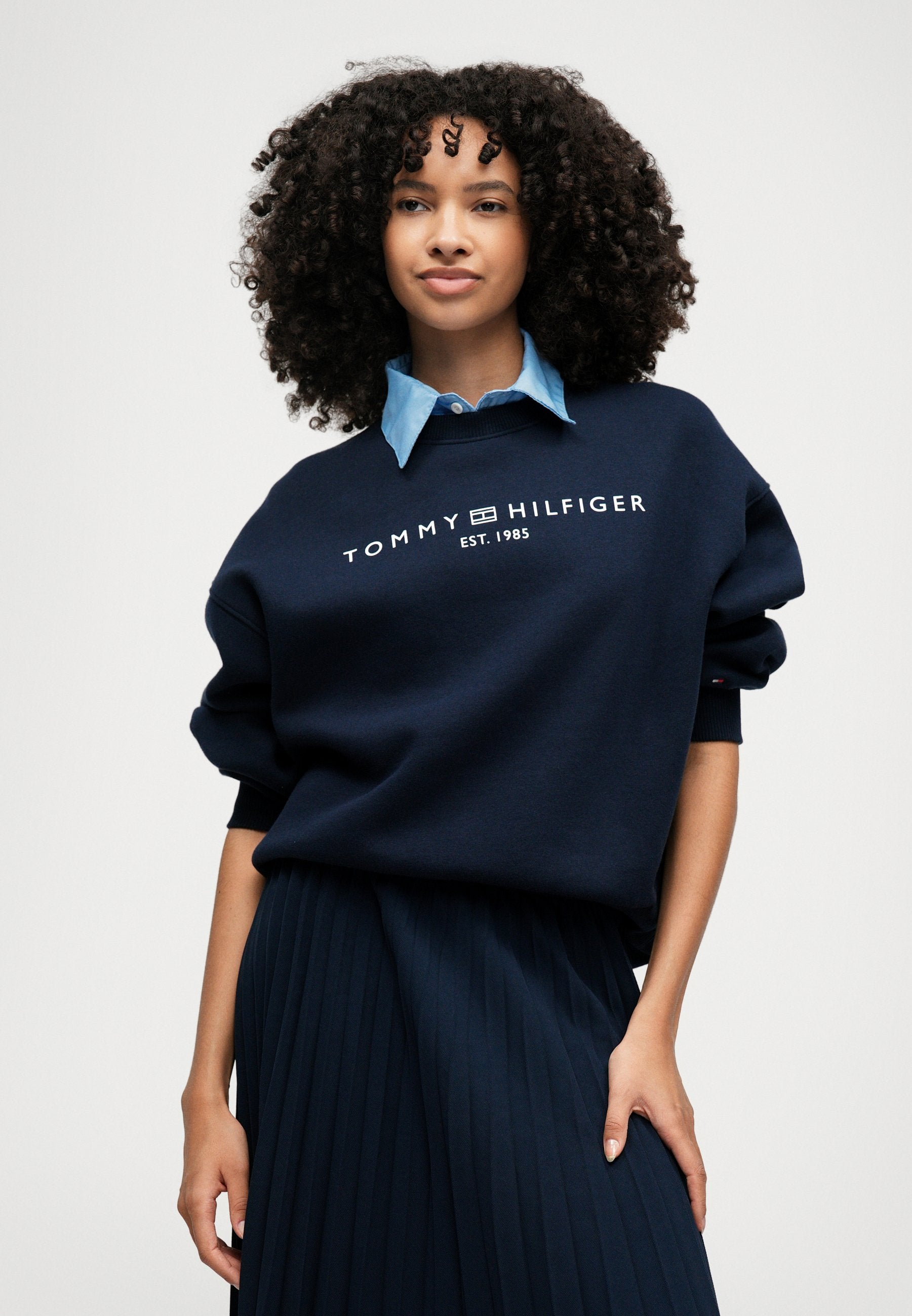 PLEATED TWILL MIDI SKIRT - Pleated skirt - dark night navy