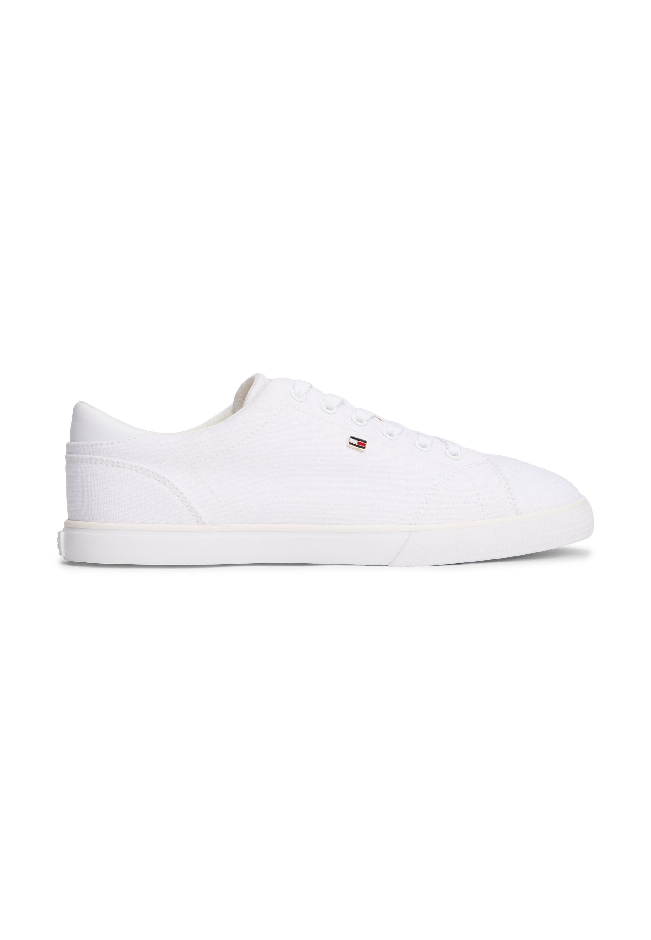 LOW PROFILE CANVAS LACE-UP TRAINERS - Trainers - white