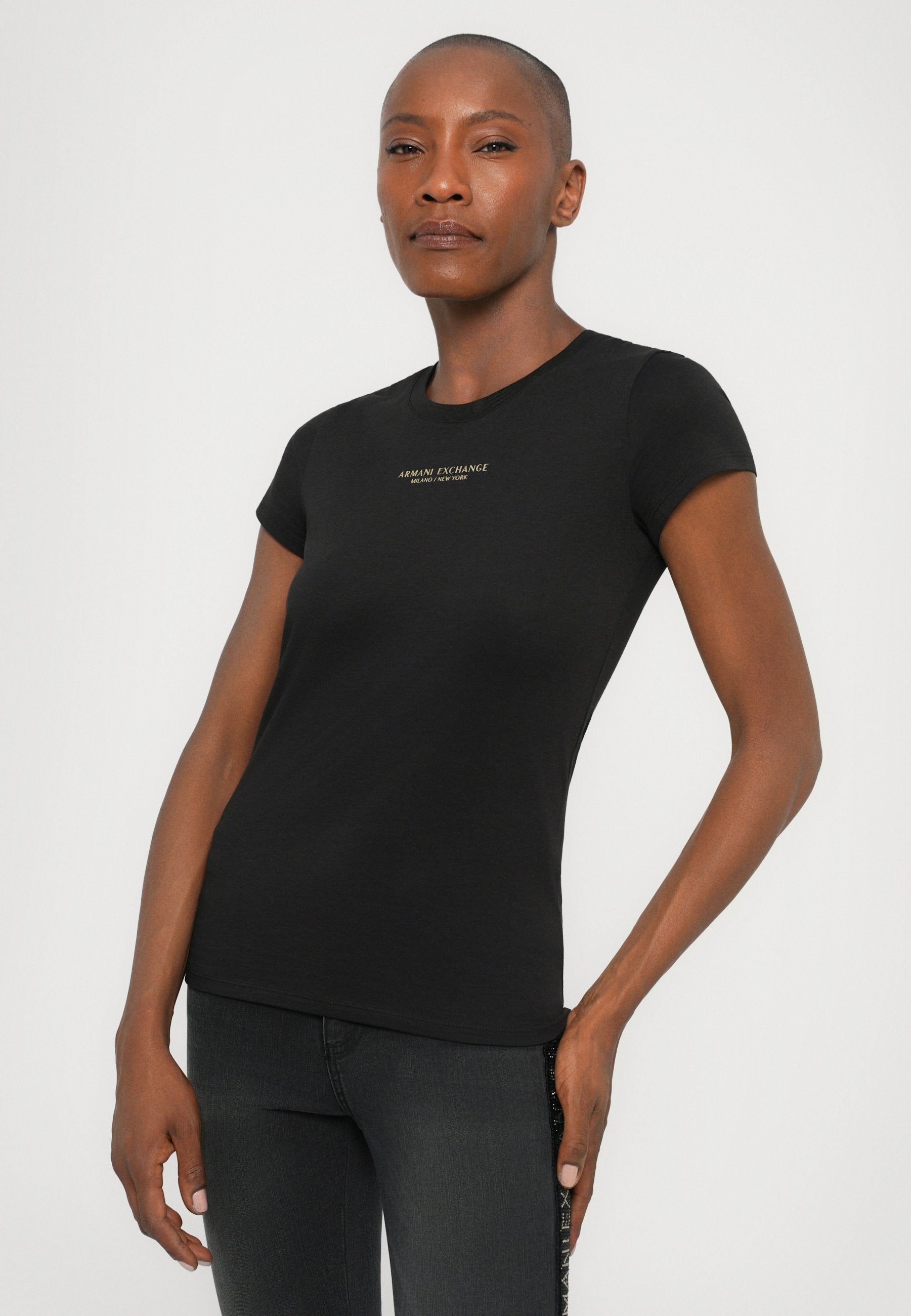 Print T-shirt - black/gold-coloured
