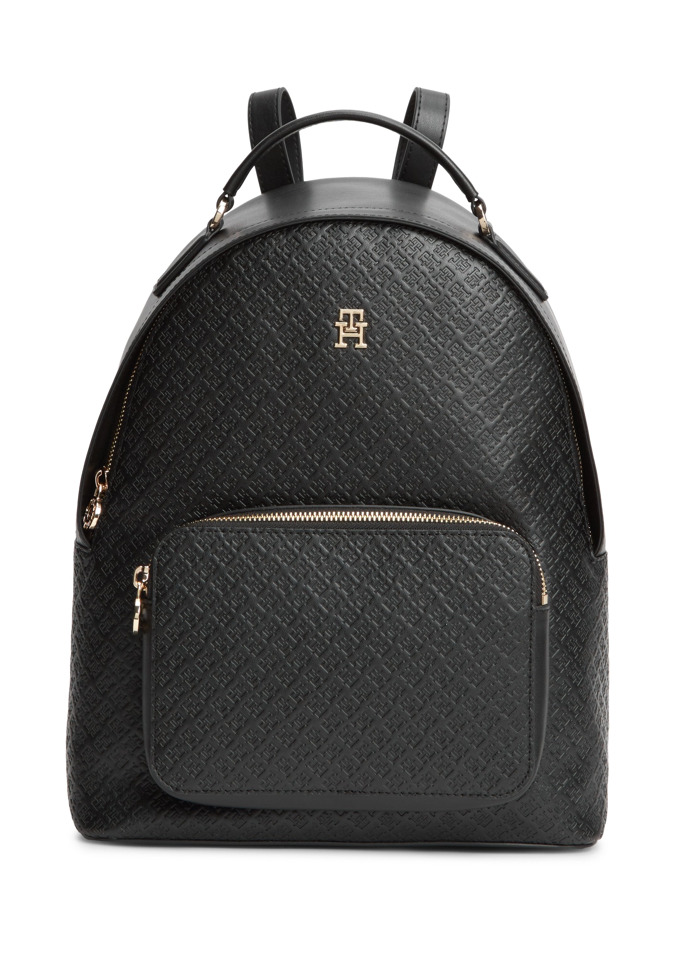 TH MONOGRAM DEBOSSED DOME BACKPACK - Rucksack - black