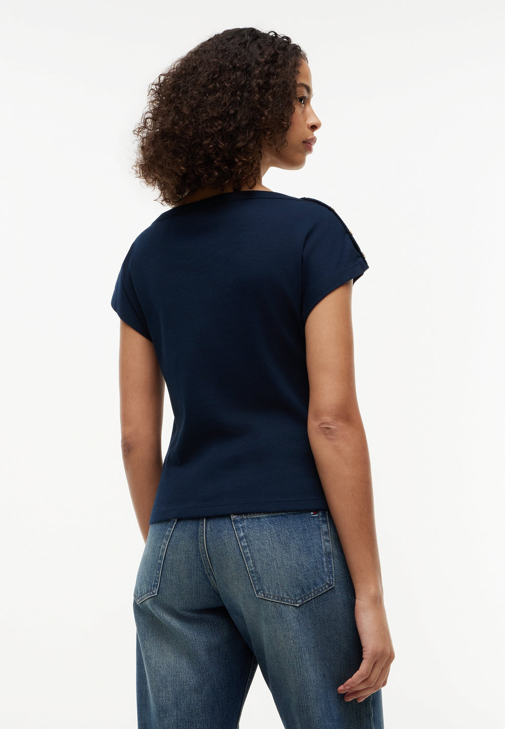 TEE COL BATEAU - T-shirt imprimé - bleu marine nuit