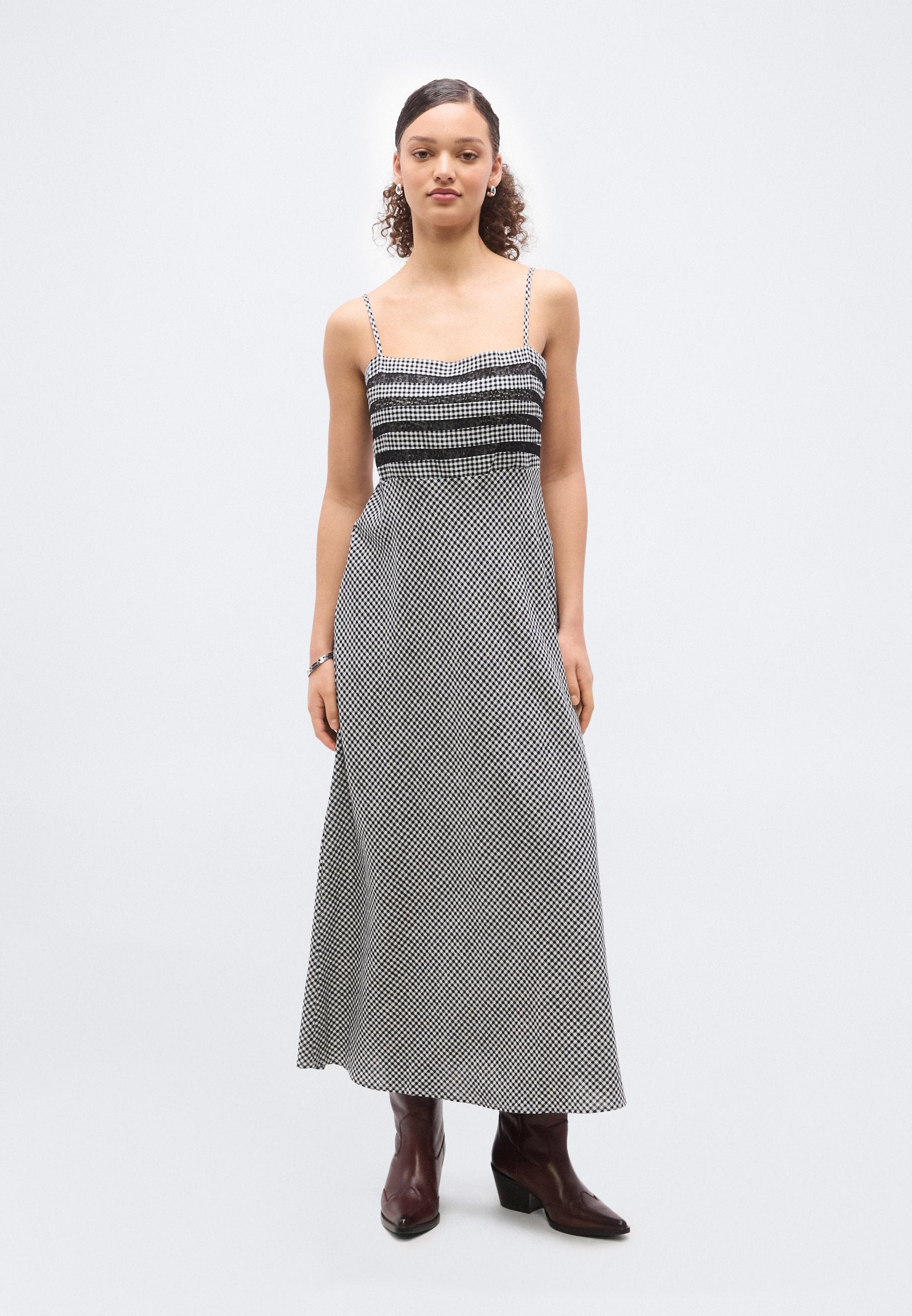 INSERT BODICE DRESS - Maxi dress - black