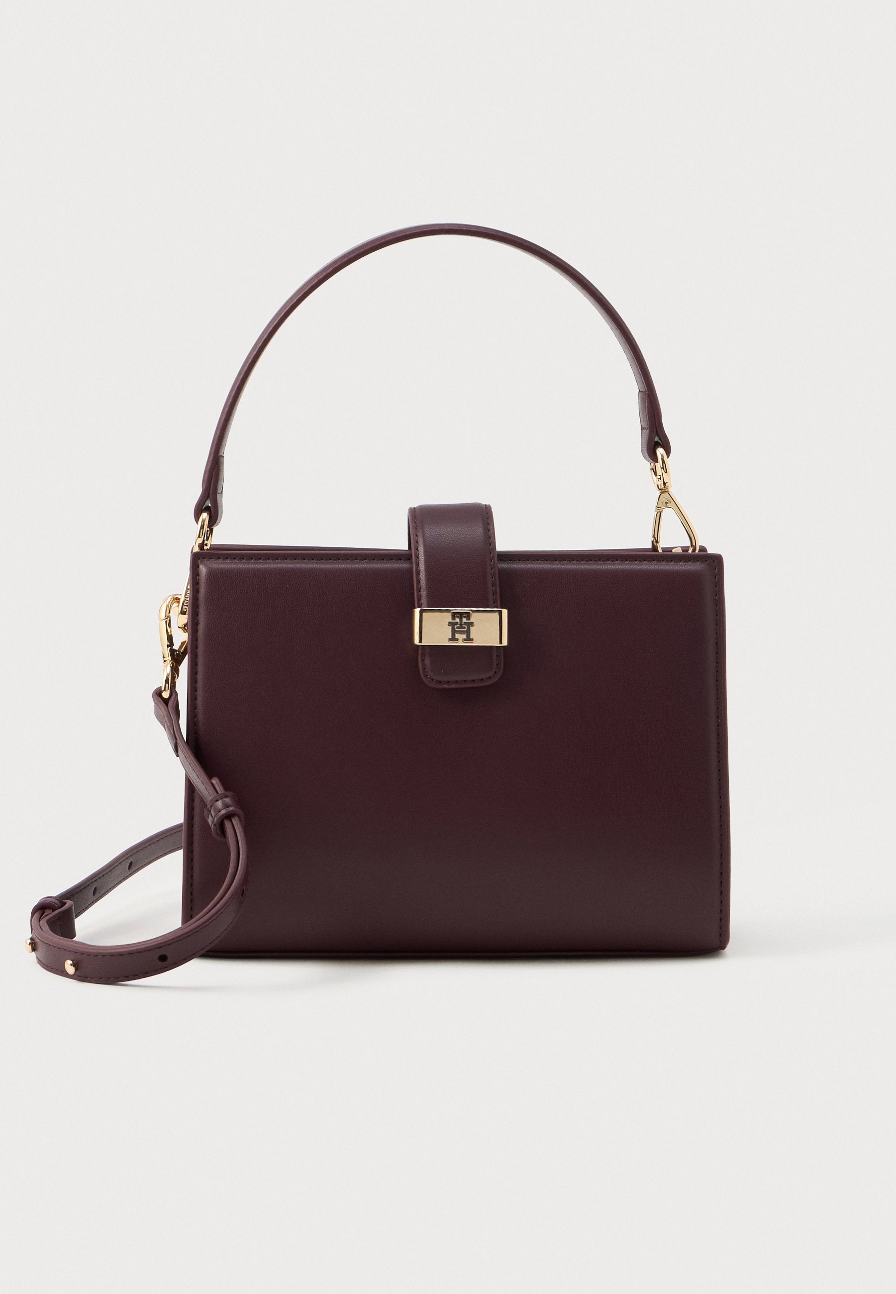 HERITAGE TH MONOGRAM PLAQUE SATCHEL - Çanta - marzemino