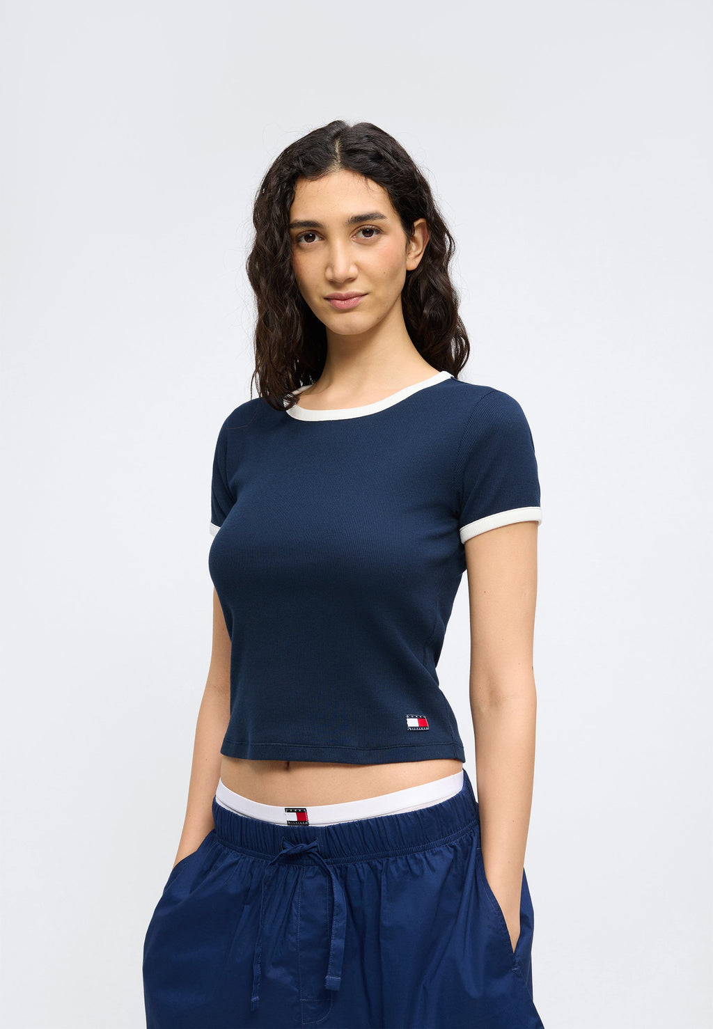 HERITAGE CONTRAST TRIM RIBBED LOUNGE T-SHIRT - Pyjama top - dark night navy