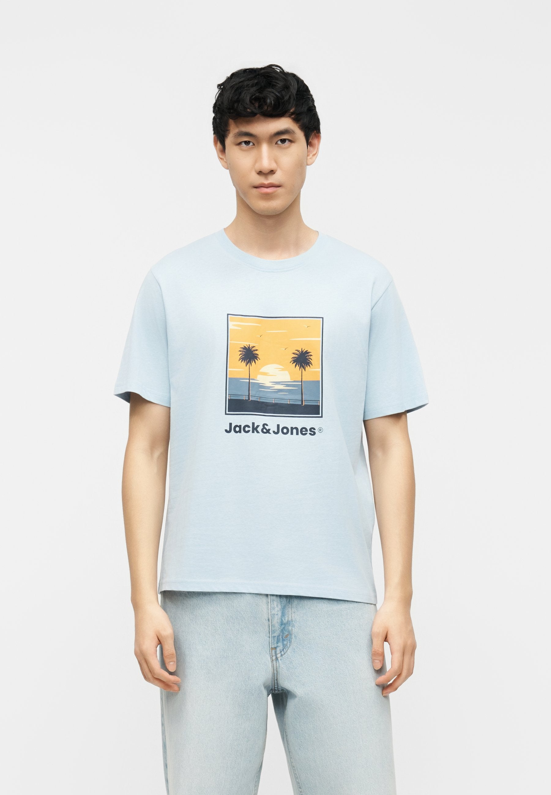 JJPERRY CREW NECK 5 PACK - Print T-shirt - atlantic deep/bright white/celestial blue/navy blazer/vetiver