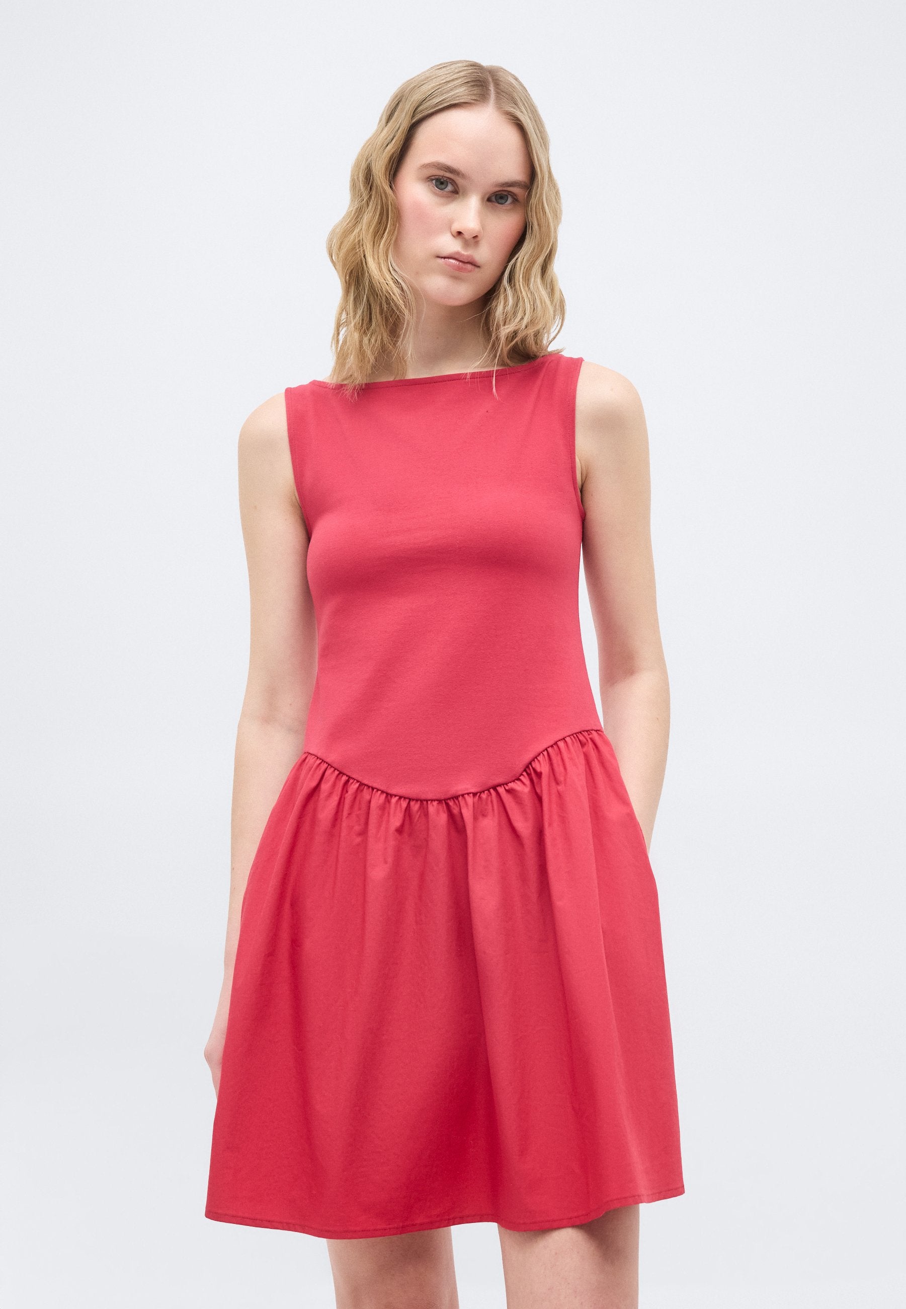 MIXED MEDIA DRESS - Jersey dress - chakra red