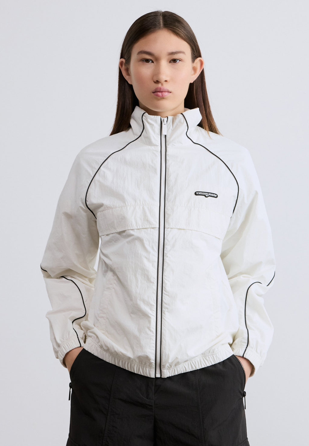 WATER REPELLENT PIPING TRACK JACKET - Light jacket - ecru