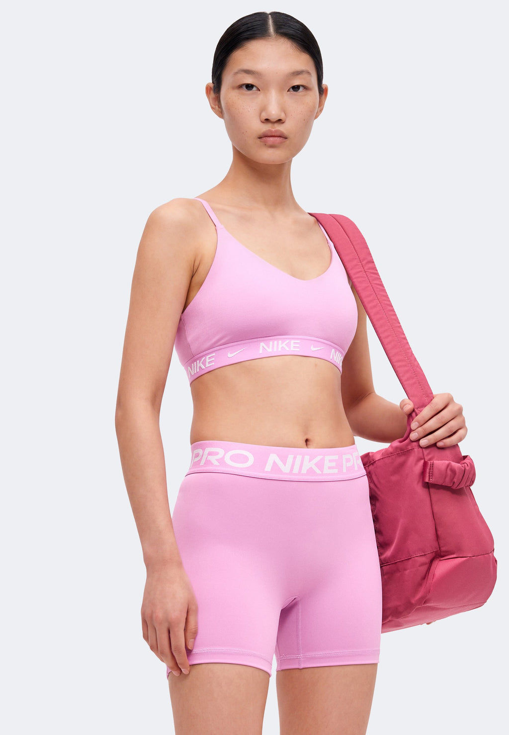 SHORT - Leggings - light magenta/white