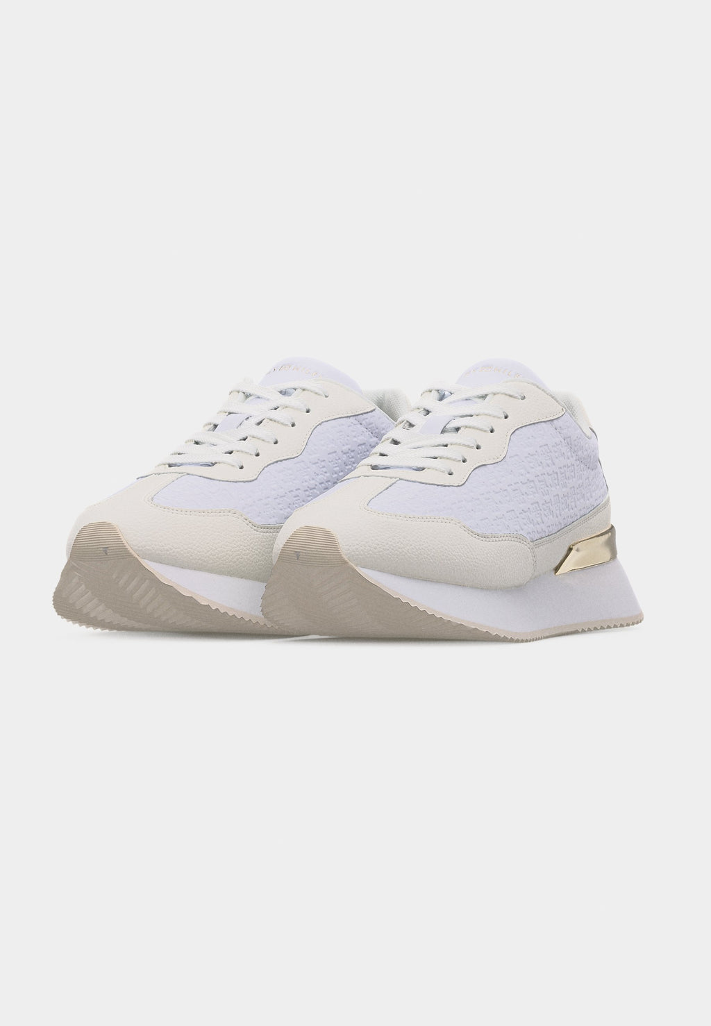 TH MONOGRAM LEATHER MIXED TEXTURE TRAINERS - Trainers - white/ecru