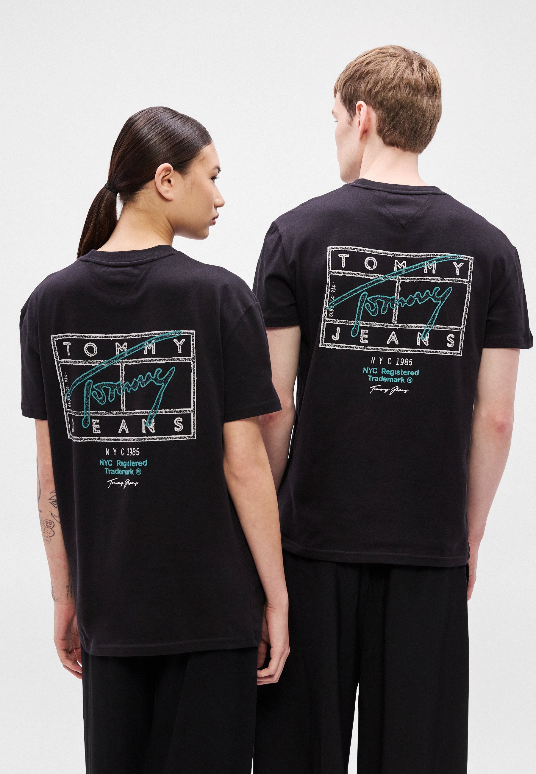 TEE-SHIRT RAS-DE-COU LOGO DOS SIGNATURE - T-shirt imprimé - black
