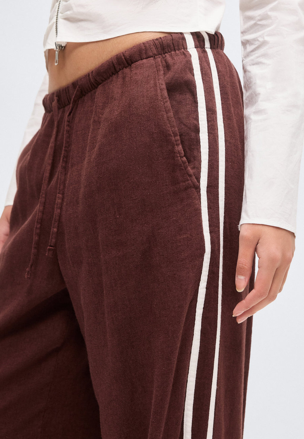 PANTALON LARGE RAYURE LATÉRALE - Pantalon - chocolate bar