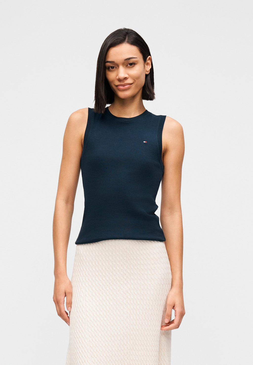DAR KESİM BİSİKLET YAKA KUMAŞ TANK TOP - Üst - koyu gece mavisi