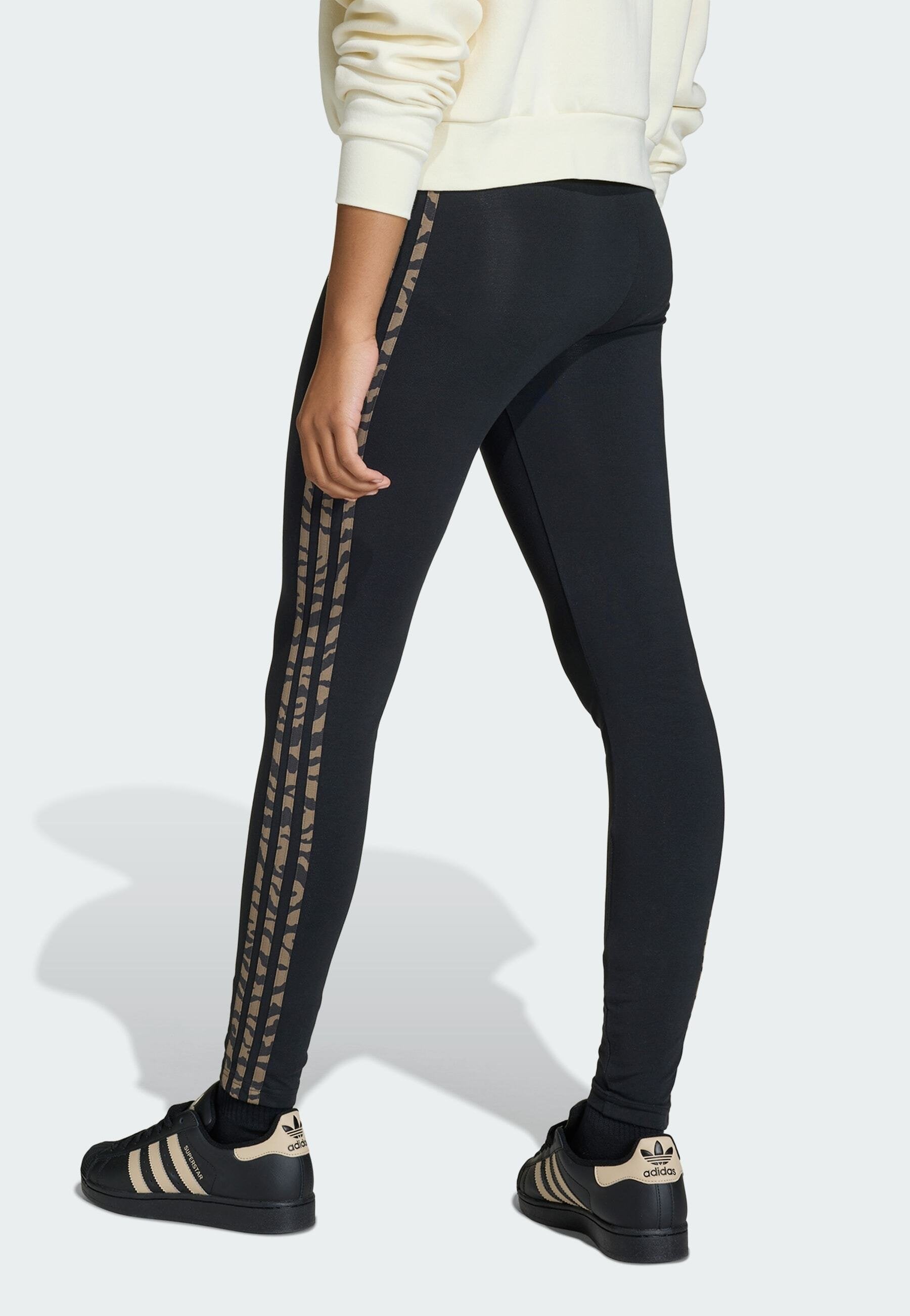 3 STRIPES  - Leggings - Trousers - black night brown