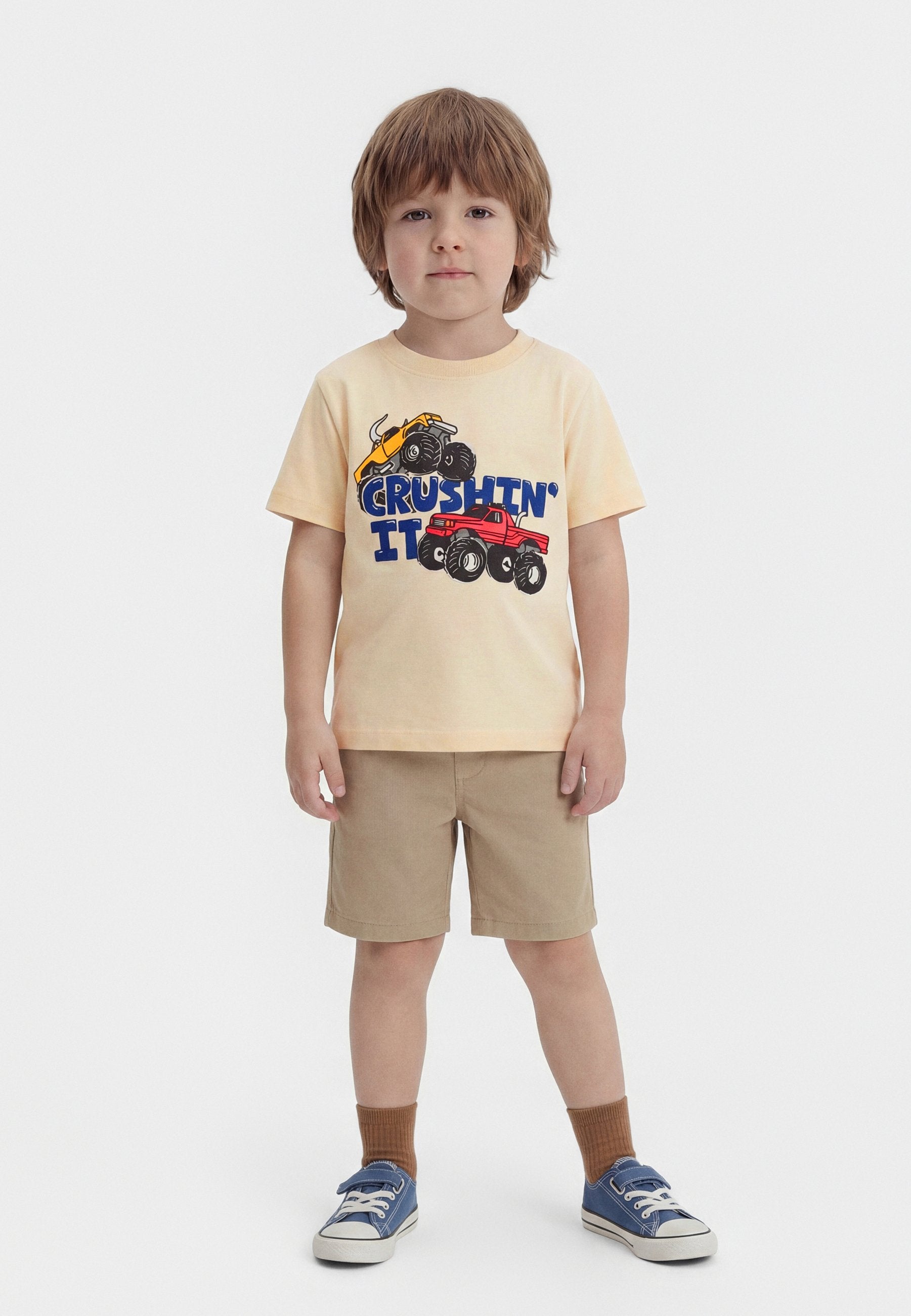 LOT DE 2 T-shirts imprimés - marron clair/beige