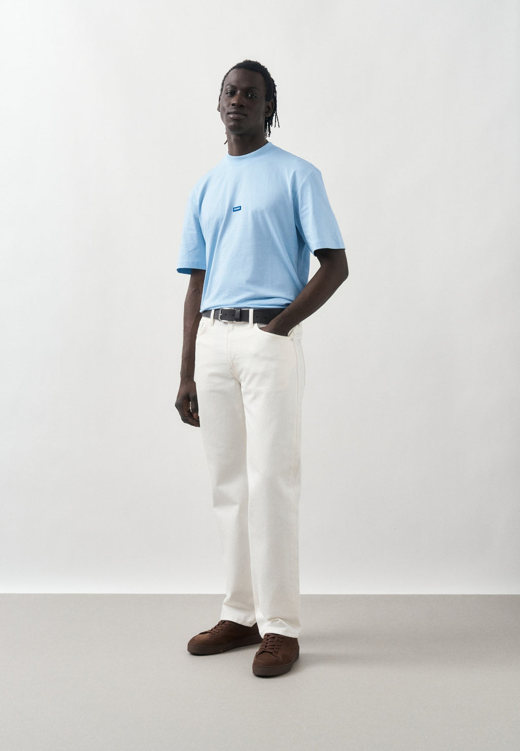 NIEROS - Basic T-shirt - open blue