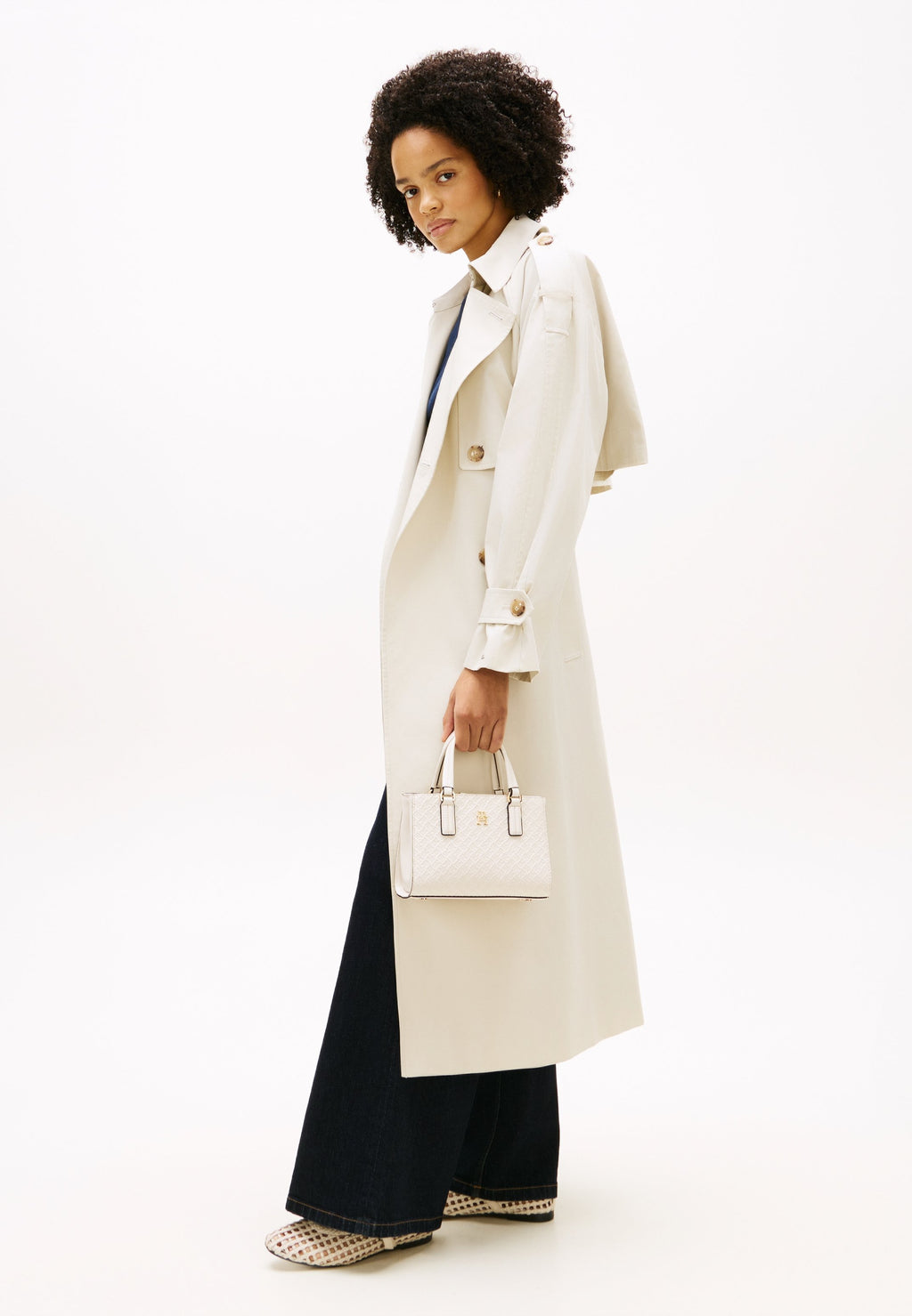 TH MONOGRAM CROSSBODY TOTE BAG - Handbag - soft cream