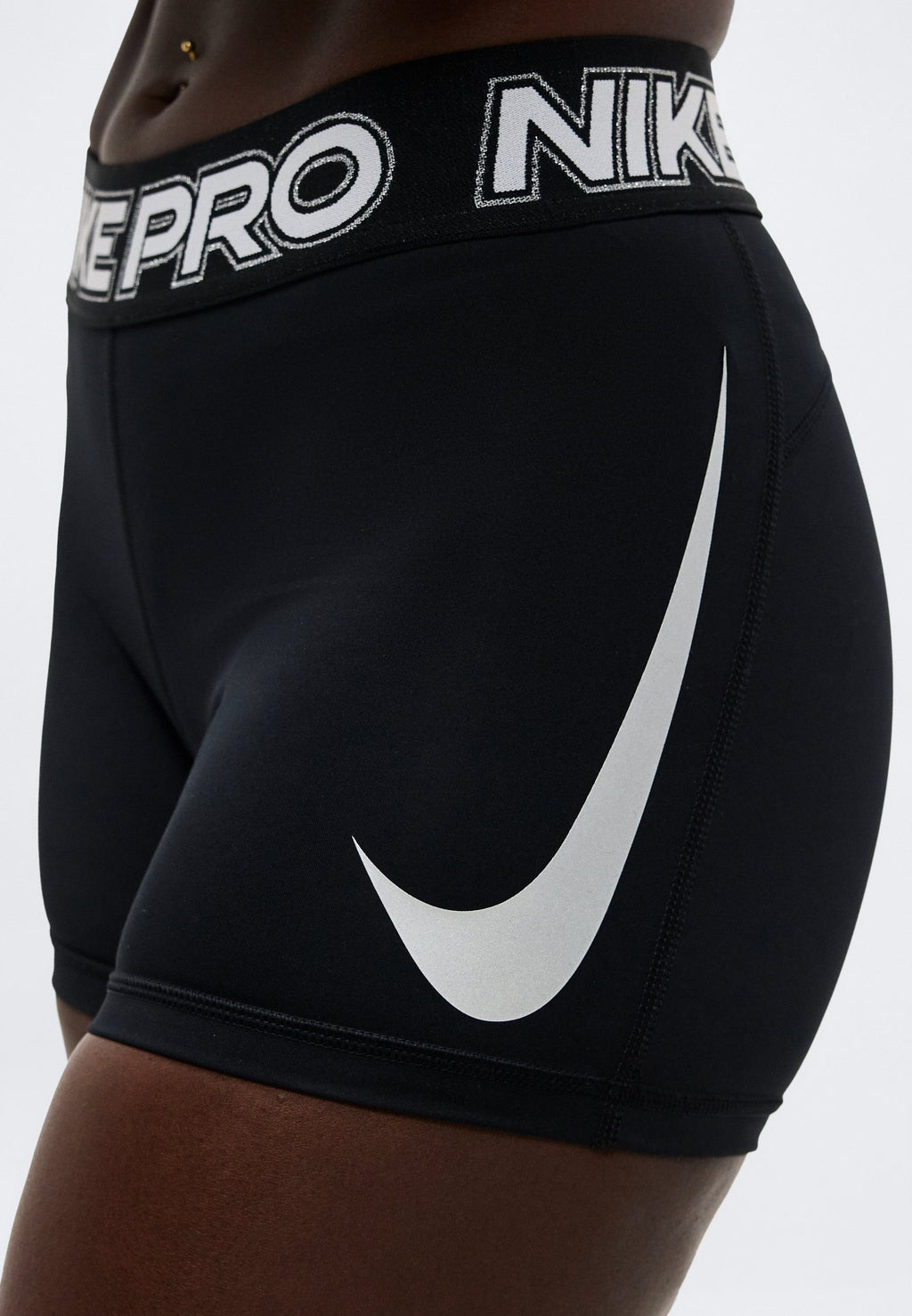 365 SHORT - Leggings - black/white/metallic silver-coloured