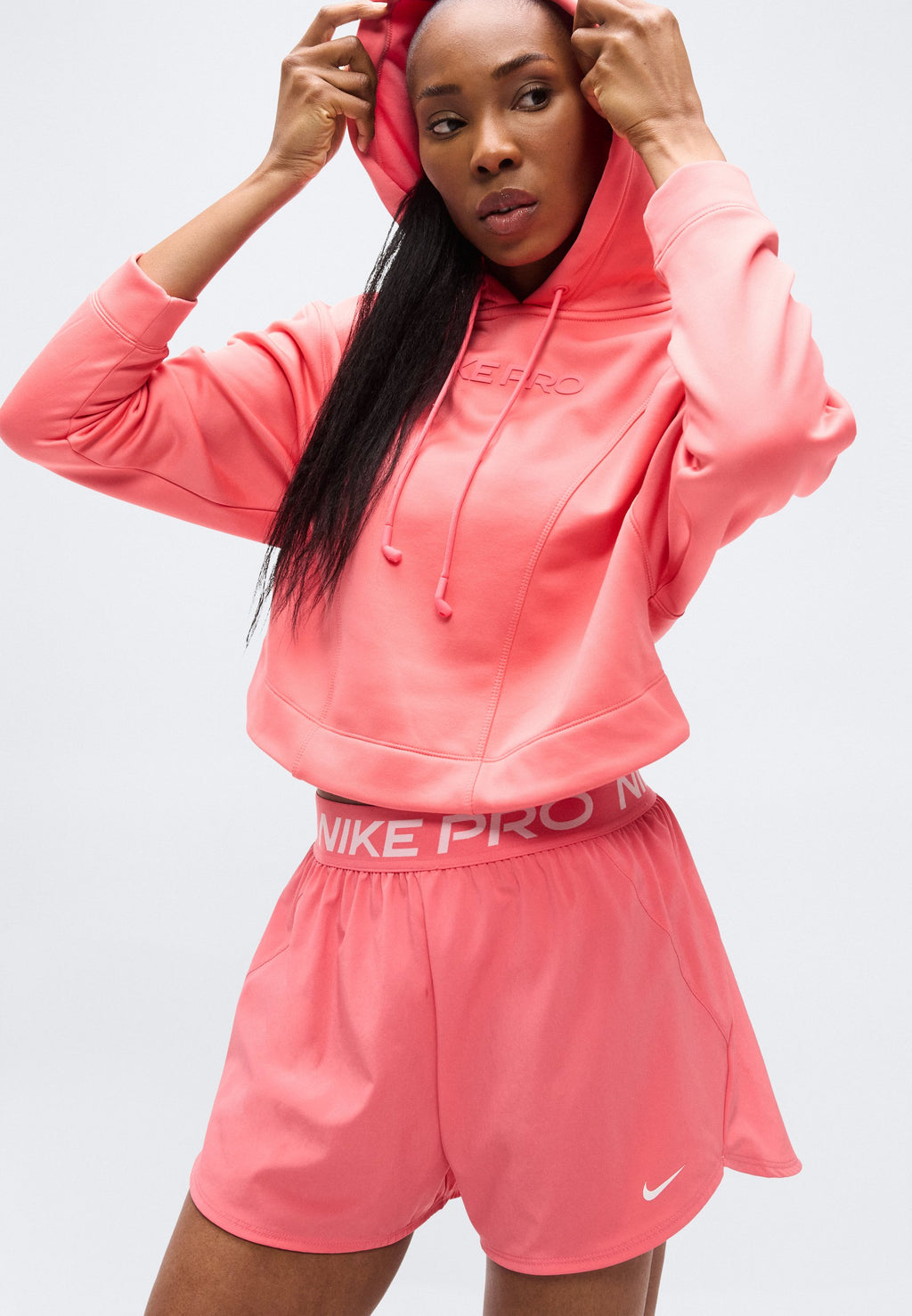 KAPÜŞONLU SWEATSHIRT - Polar süveter - mercan/beyaz
