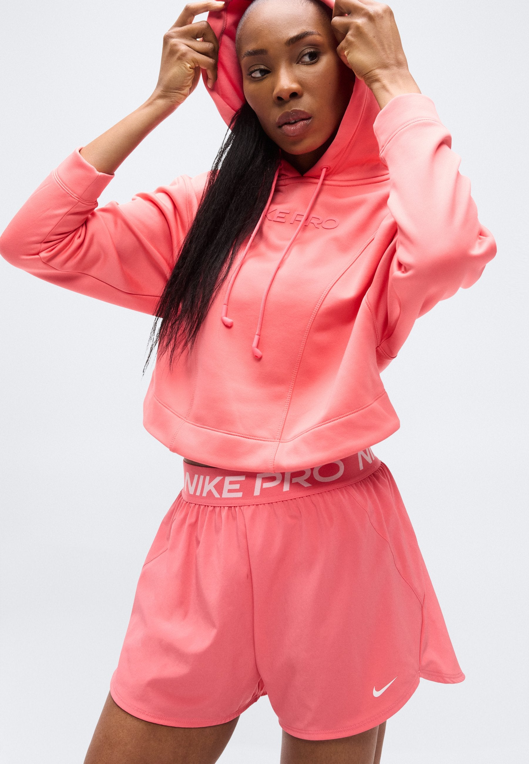 KAPÜŞONLU SWEATSHIRT - Polar süveter - mercan/beyaz