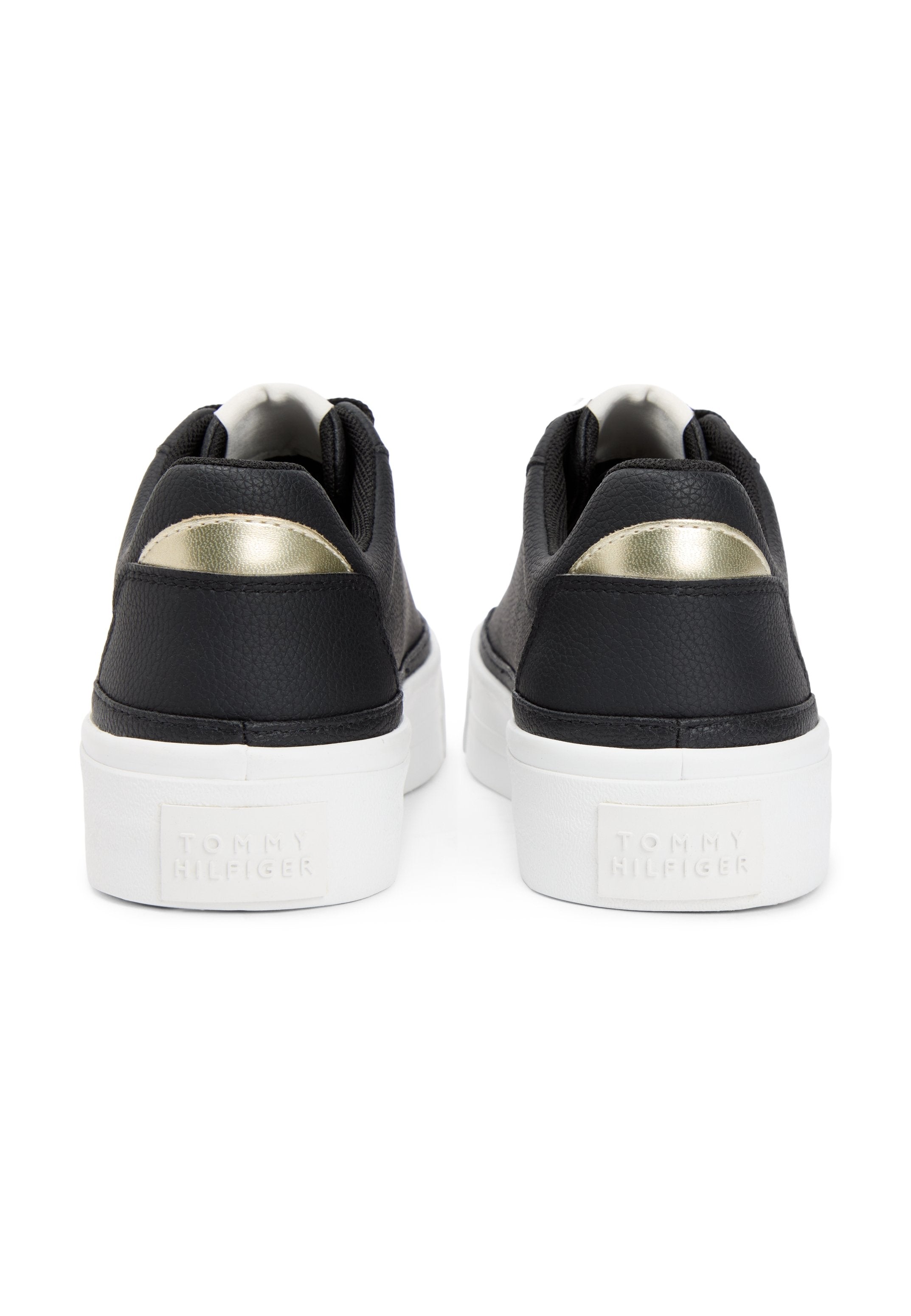 METALLIC LOGO PLATFORM TRAINERS WITH LEATHER - Trainers - black/ancient white