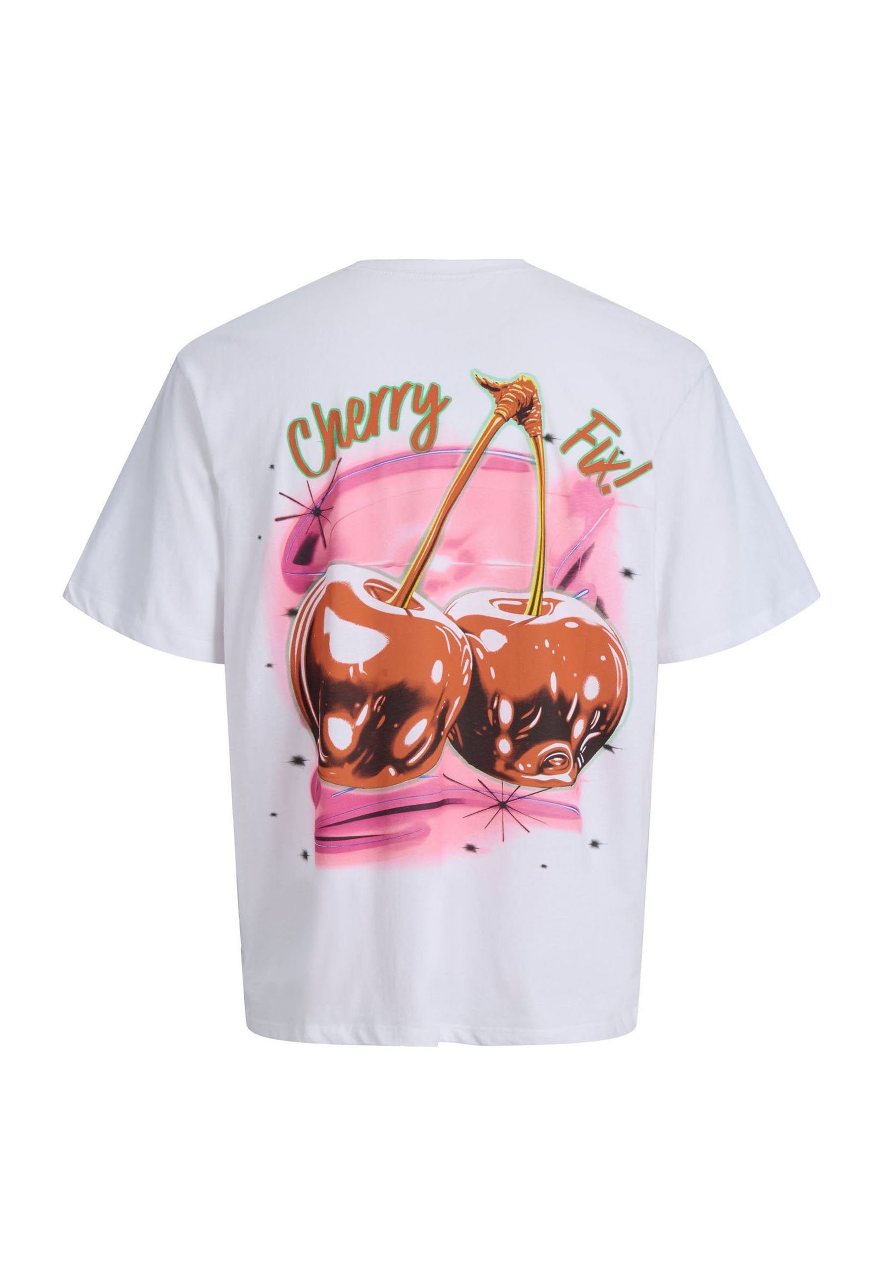 JORAIRBRUSH TEE CREW NECK  - Print T-shirt - bright white detail cherry