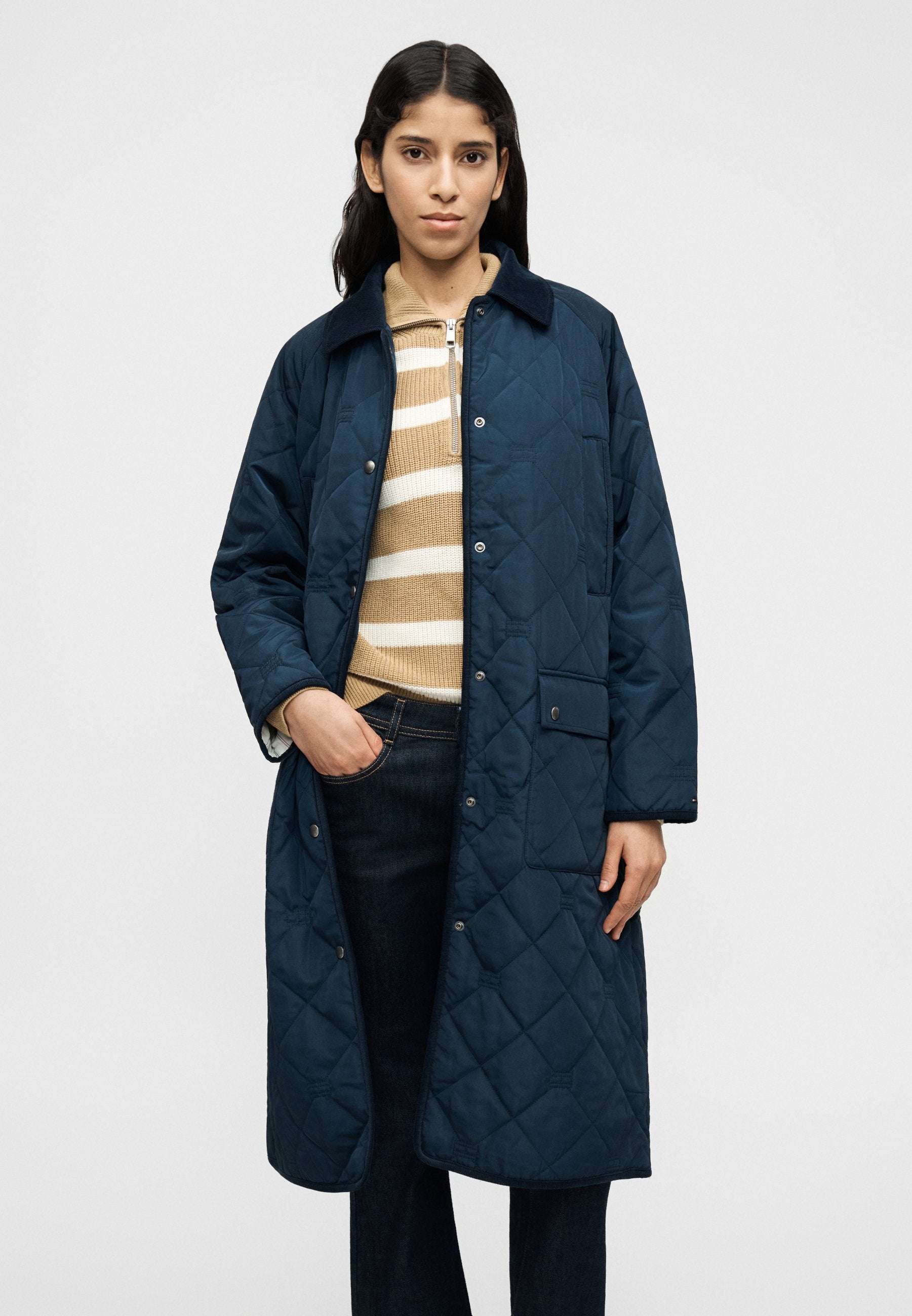 FLAG QUILTED PADDED OVERSIZED LONGLINE COAT - Winter coat - dark night navy