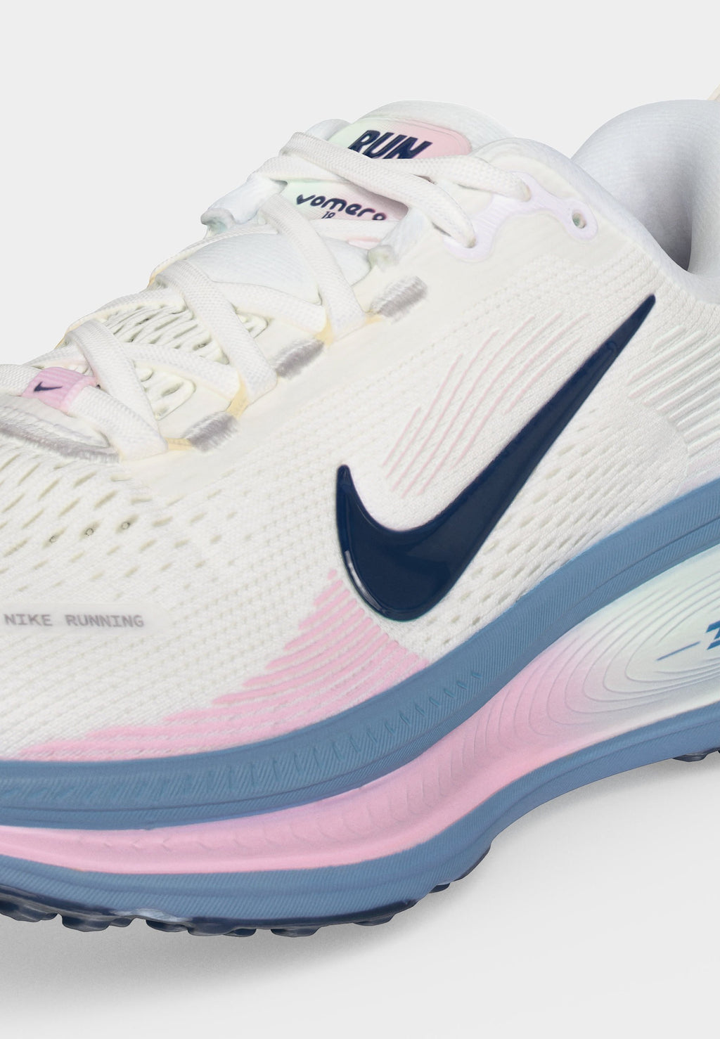 VOMERO 18 - Road running shoes - white/midnight navy/work blue/barely green/pink foam